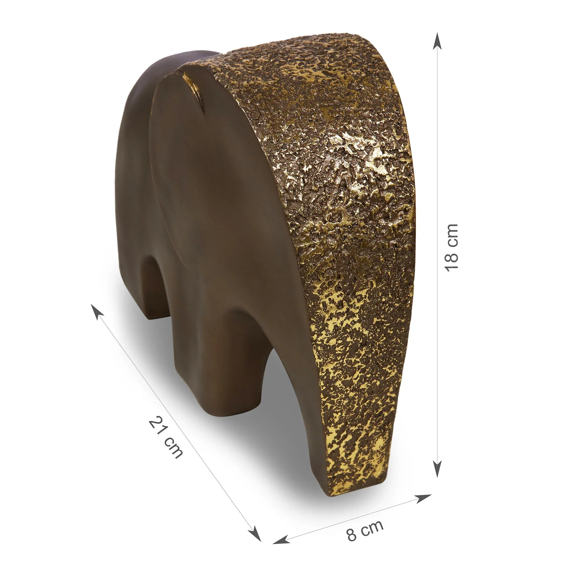 Miraya Contemporary Textured Elephant Polyresin Hand Finished Figurine Bronze 19cm by Living Essence - HomeTown