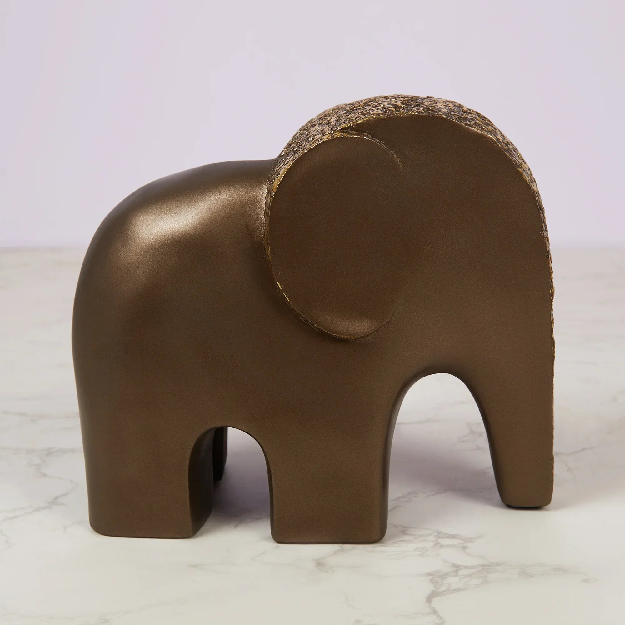 Miraya Contemporary Textured Elephant Polyresin Hand Finished Figurine Bronze 19cm by Living Essence - HomeTown