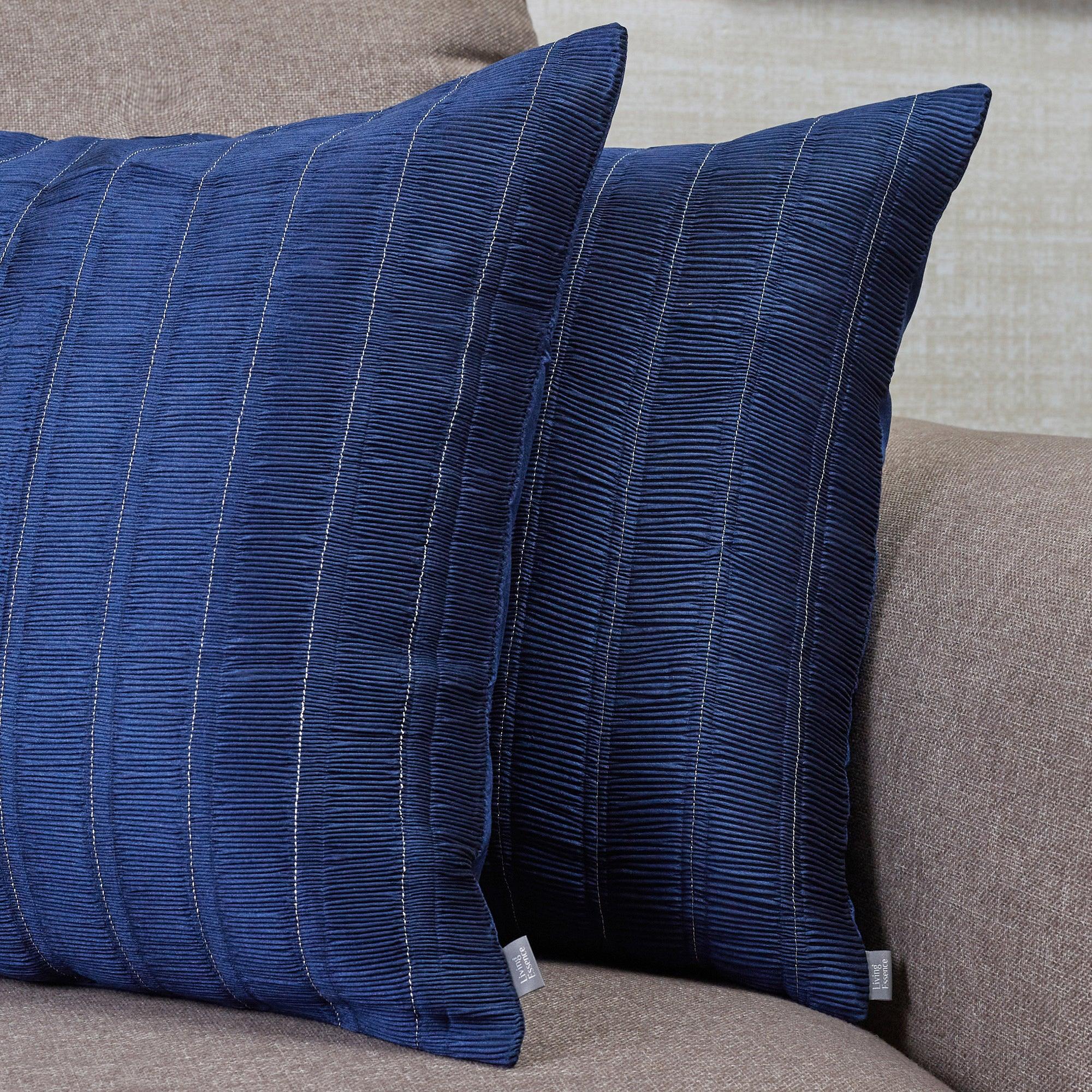 Fiesta Dupion Heatset Set of 2 Cushion Cover 40x40 Cm in Blue Colour - HomeTown