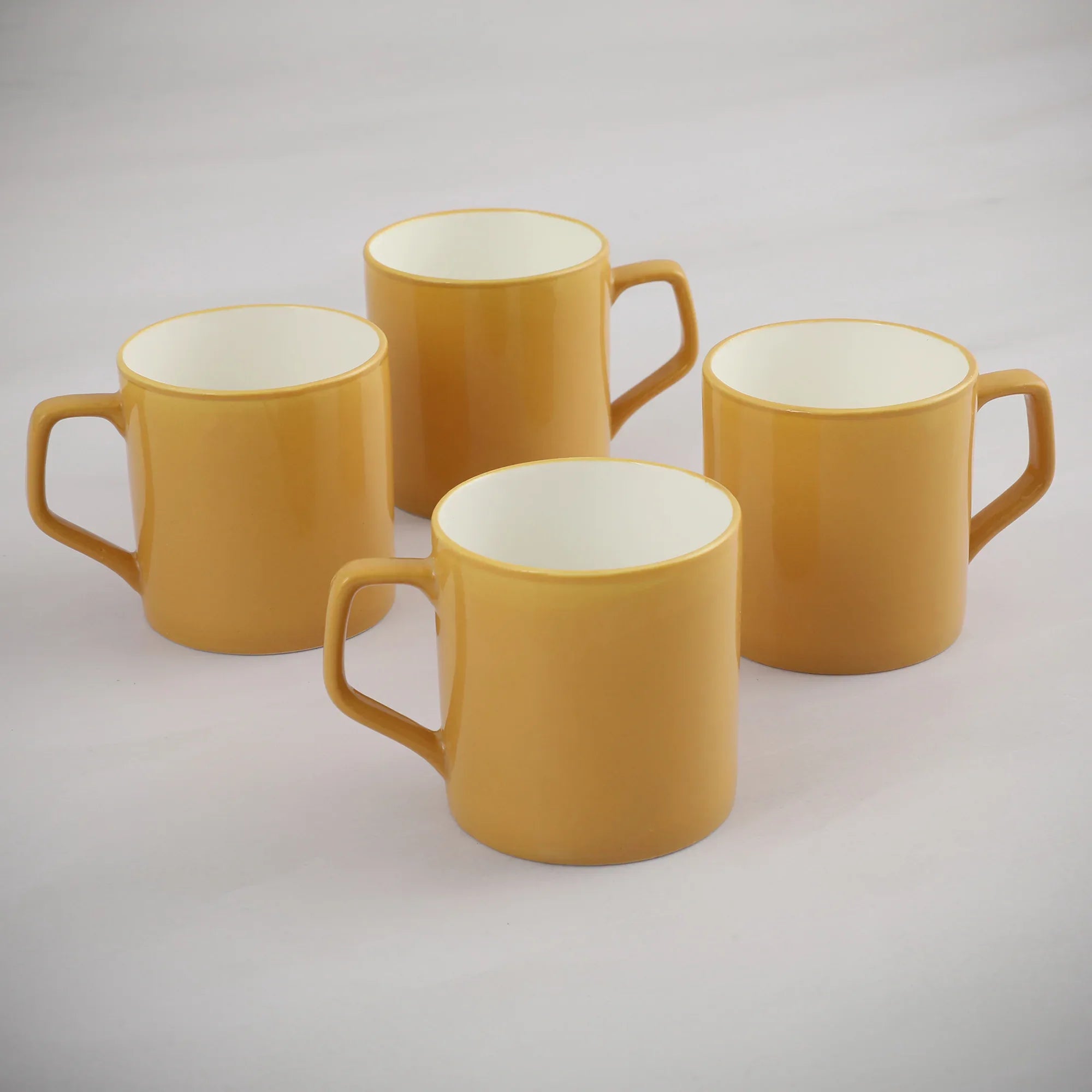Palette Ceramic Tea Mug Set of 4 200 Ml in Yellow Colour - HomeTown