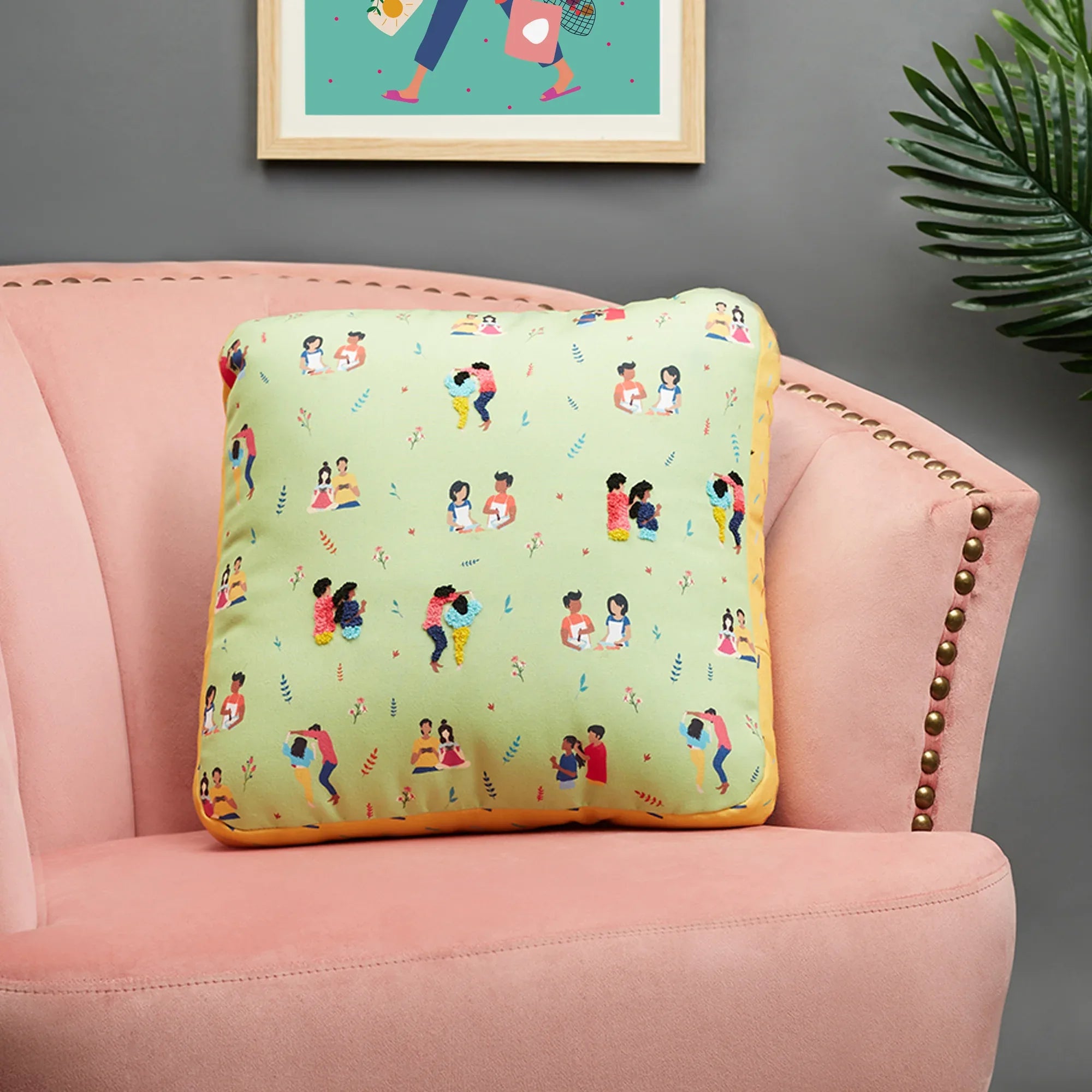 Good Life Reversible Little Things Digital Printed Shaped Cushion 40x40 Cm in Navy Colour - HomeTown
