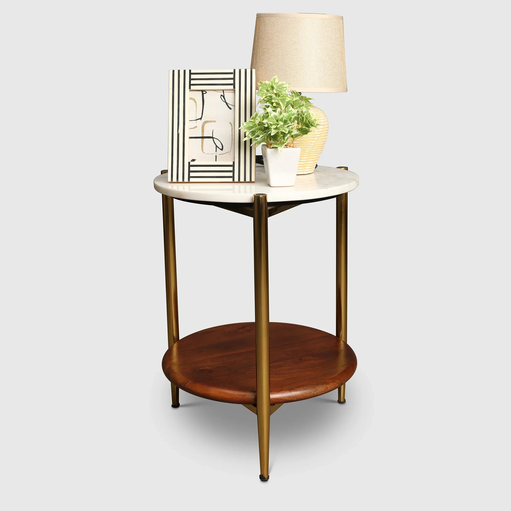 Amira Metal Side Table in Walnut Colour - HomeTown