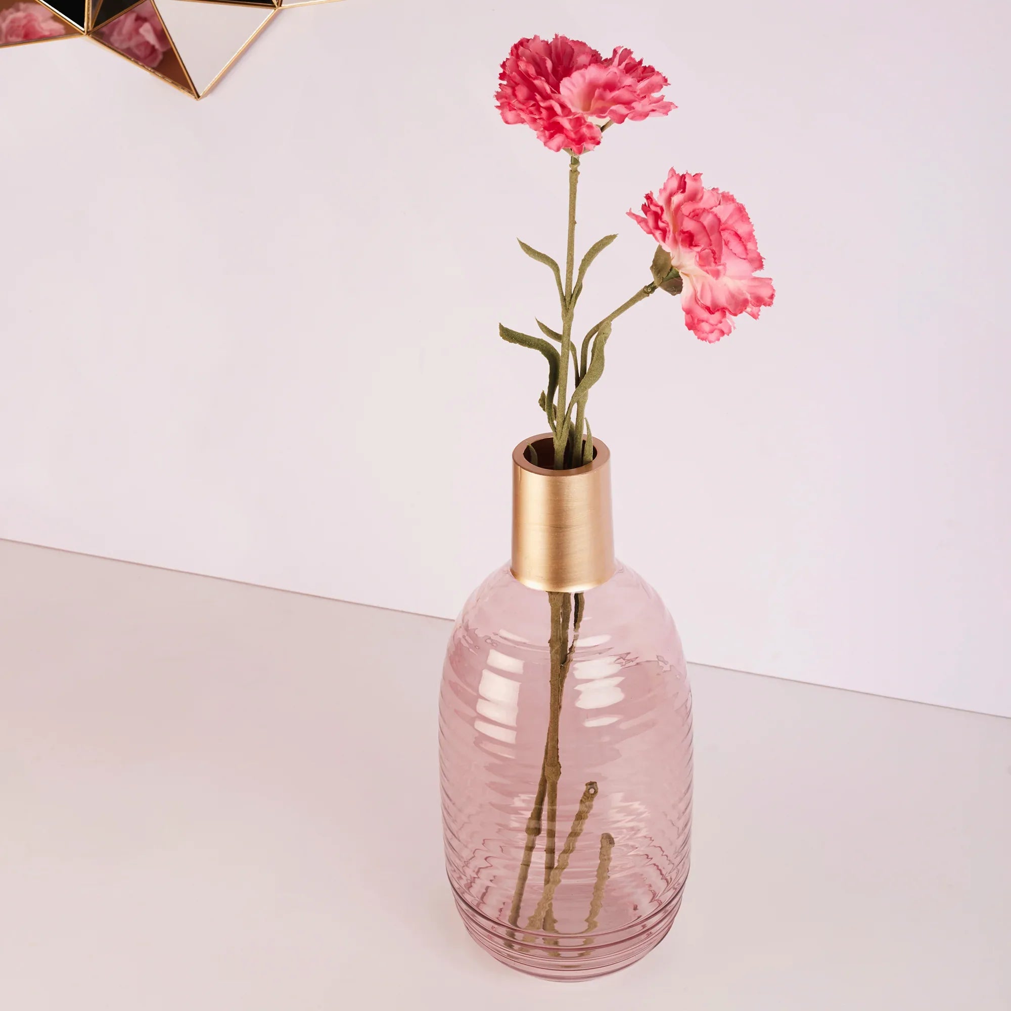 Alena Pot Glass Vase 32Cm in Blush Colour - HomeTown
