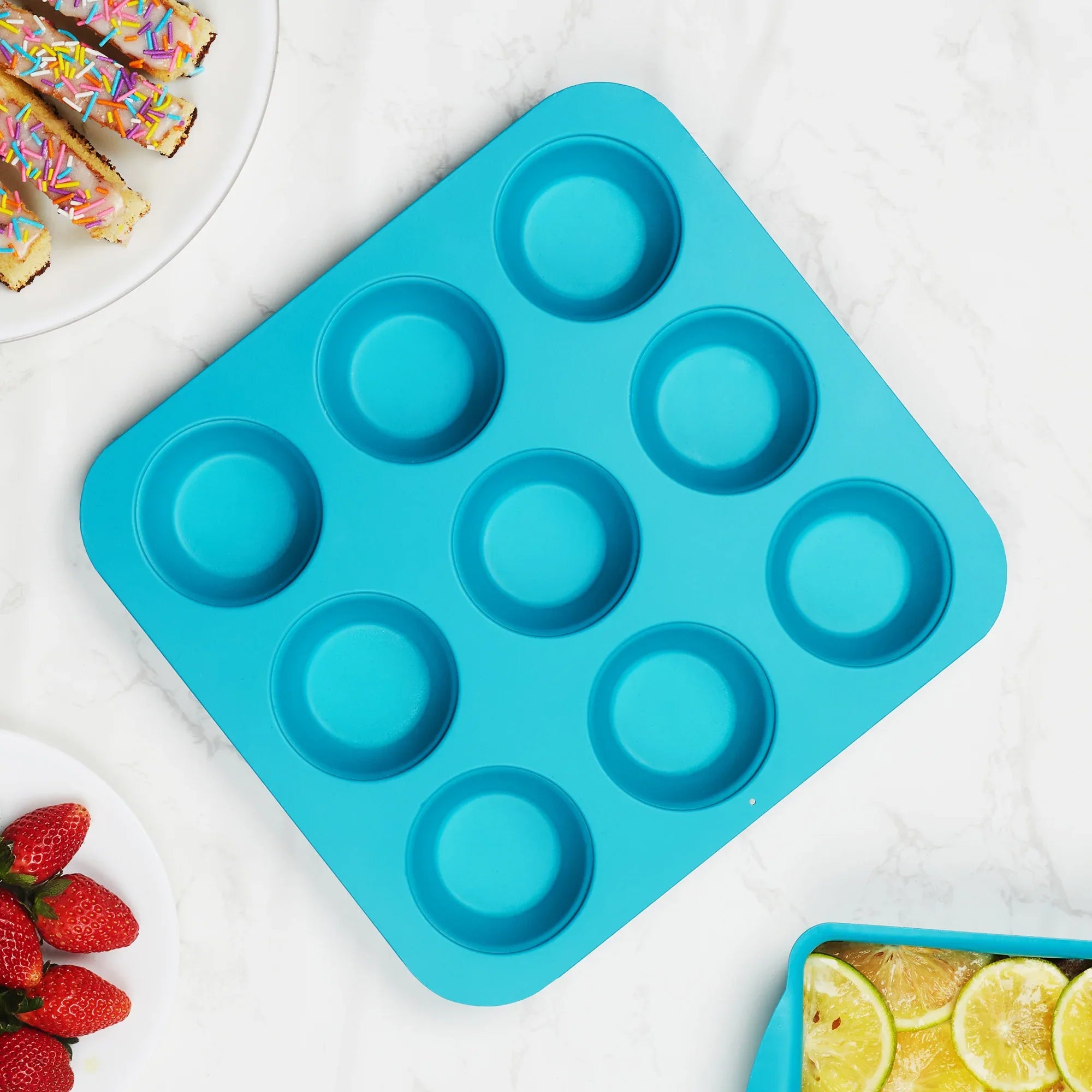 Bakelicious Aluminium 9 Cavity Muffin Tray in Teal Colour - HomeTown