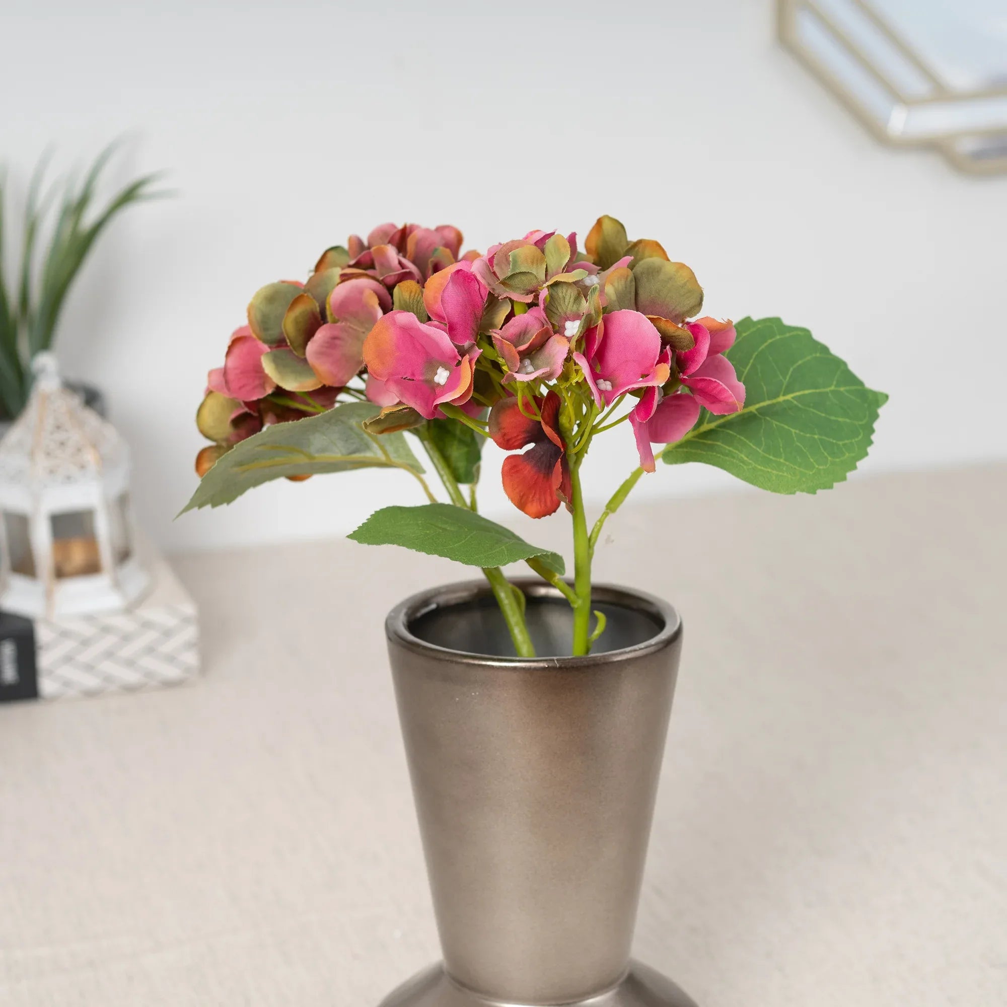 Elora Polyester Pink Hydrangea Faux Flower 29 Cm in Pink Colour - HomeTown