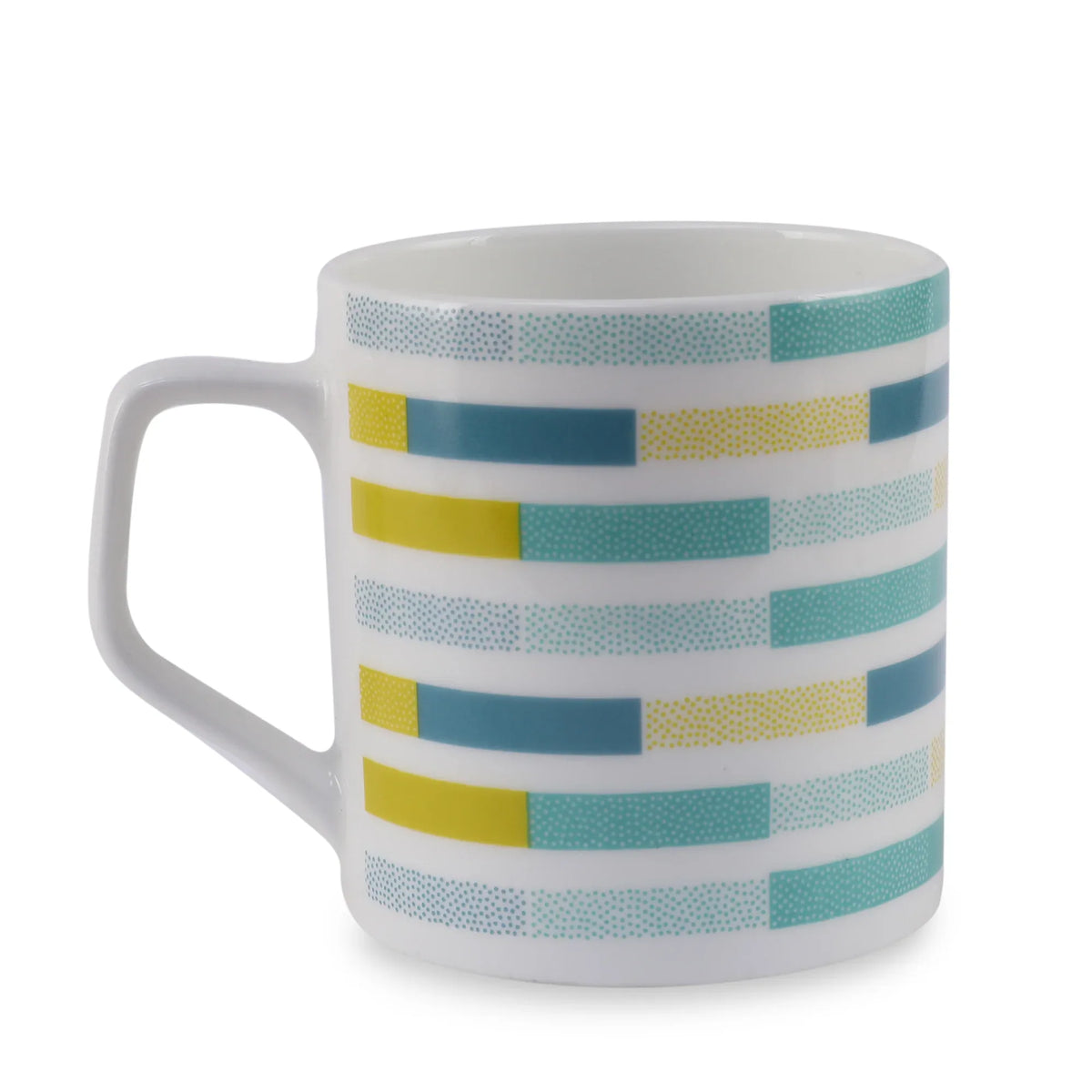 Bahamas Bone China Stripes 200 ml Tea Mugs Set of 6 Pcs in Multi Colour - HomeTown