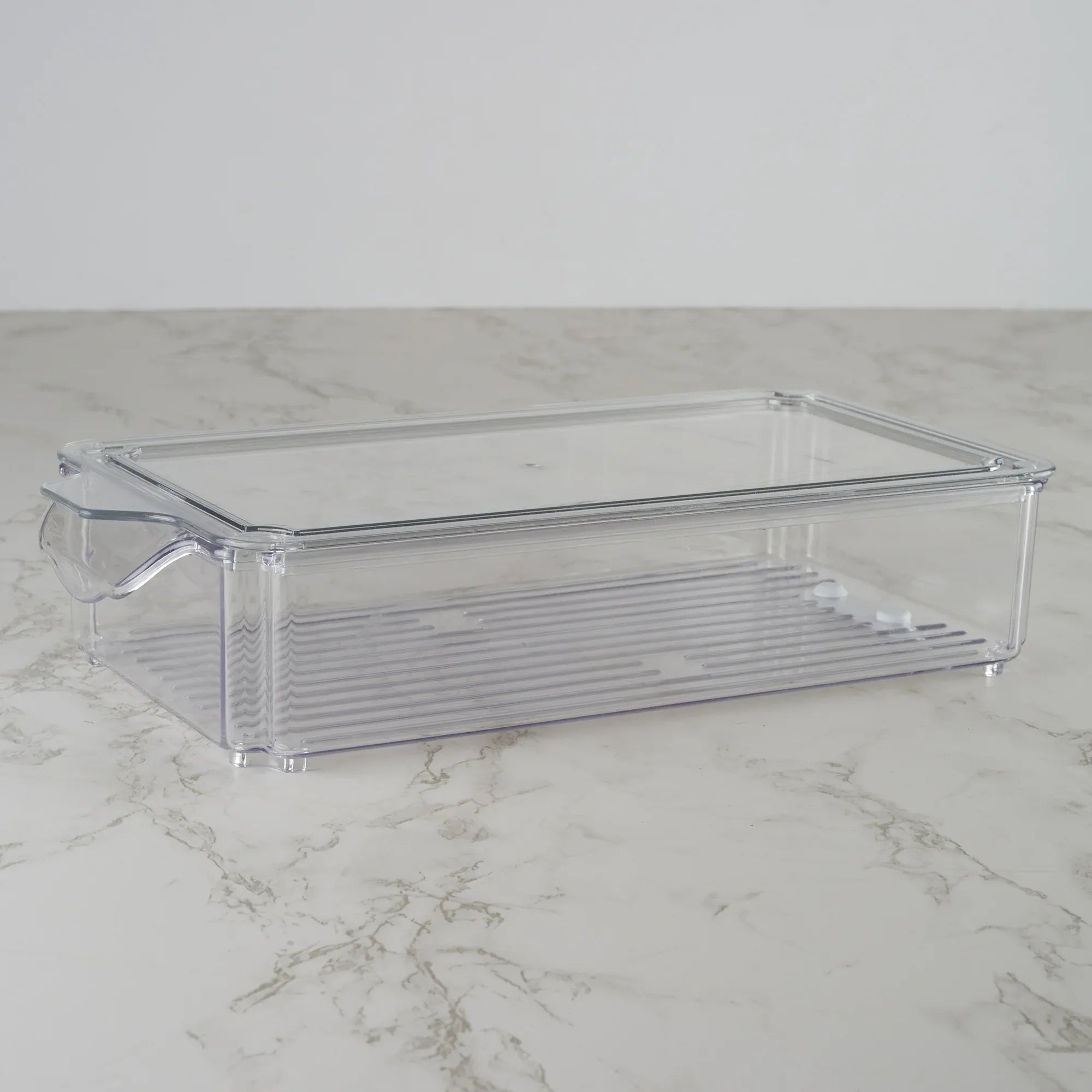 Robusto PET BPA Free Stackable Fridge Organizer with Lid & Drain - 2.35 Ltr in Transparent Colour - HomeTown