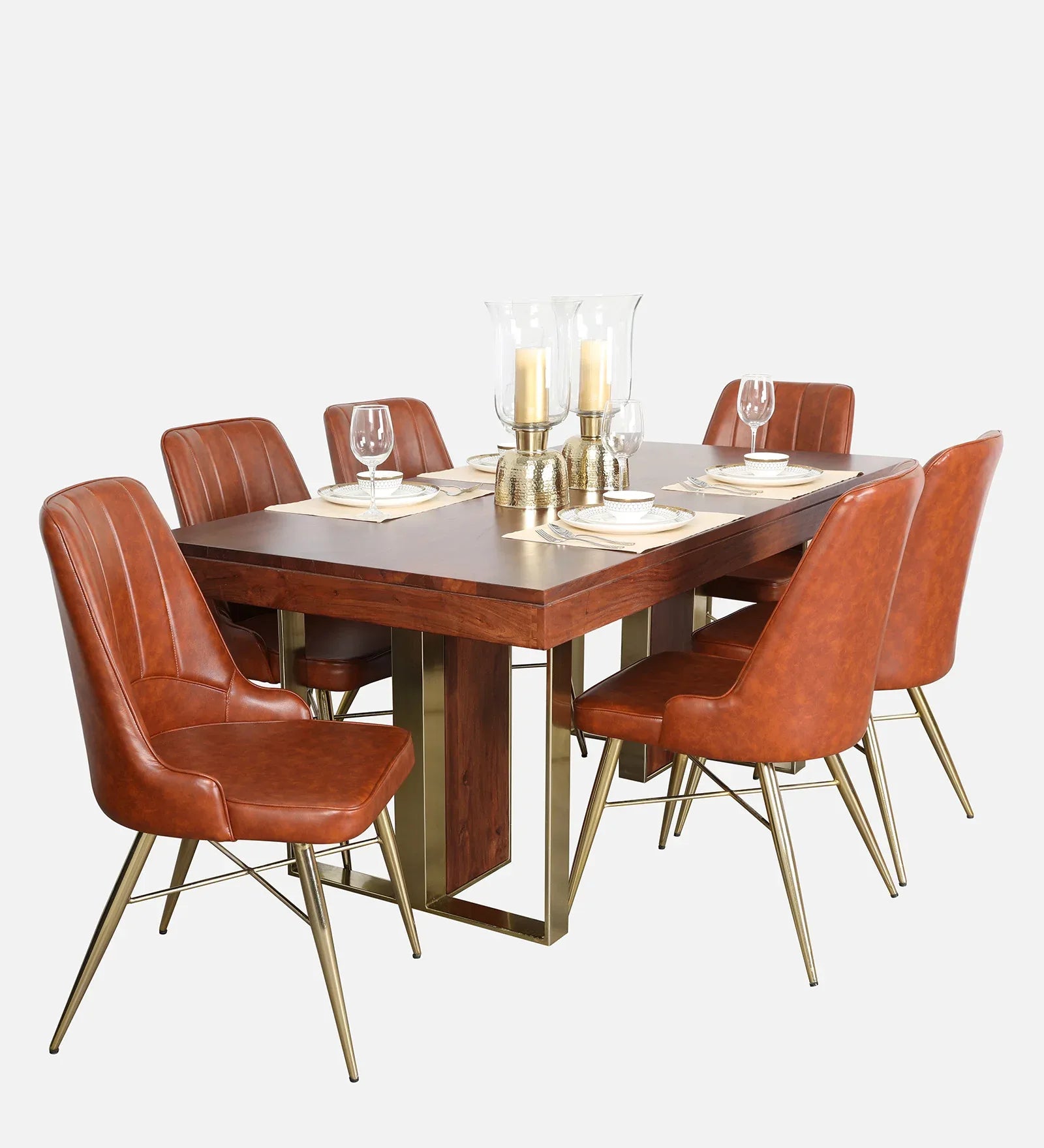 Marvis Sheesham Wood(Rosewood) Six Seater Dining Set in Walnut Colour - HomeTown