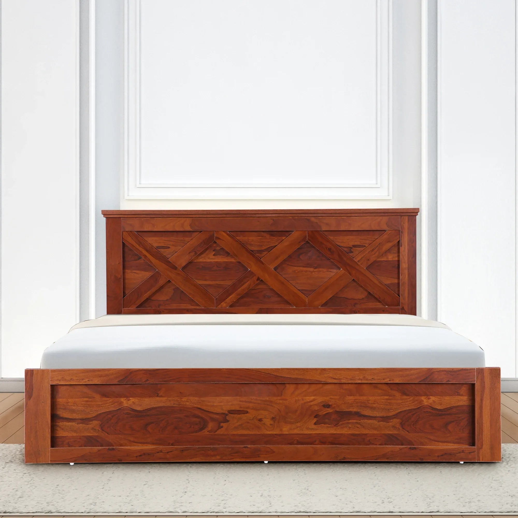 Antwerp Queen Bed with Box Storage in Sheesham Colour - HomeTown