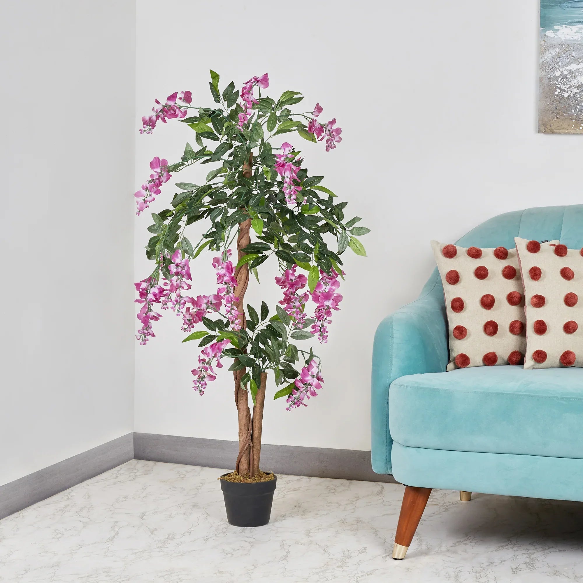 Ilana Artificial Wisteria Potted Tree 120Cm in Pink Colour - HomeTown