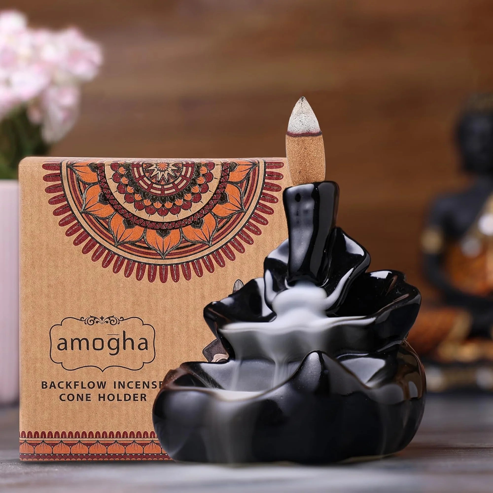 AMOGHA BCKFLW INCENSE CONE HLDR INBFH635