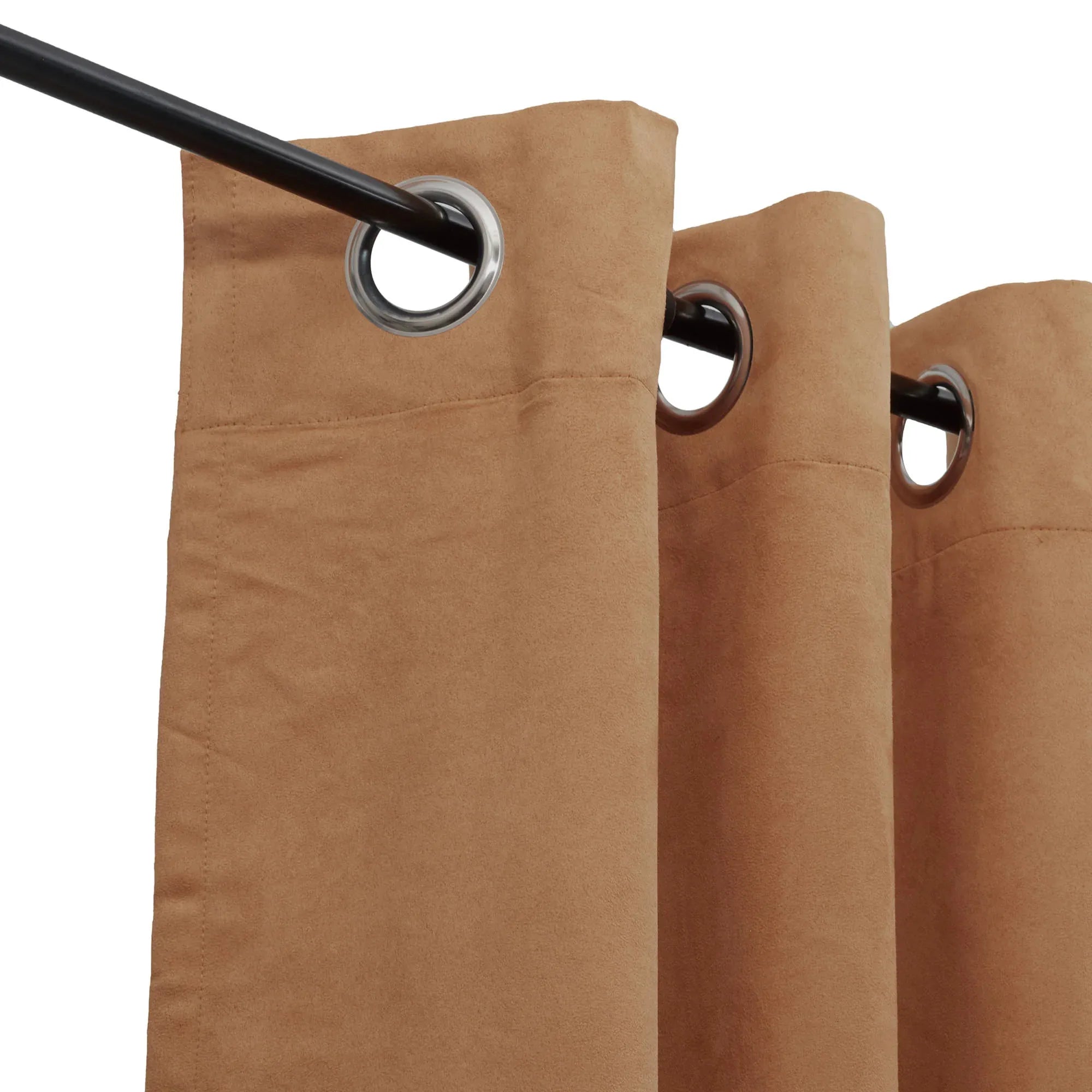 Nora Shades Solid Suede Dim Out Window Curtain 5 Feet in Brown Colour - HomeTown