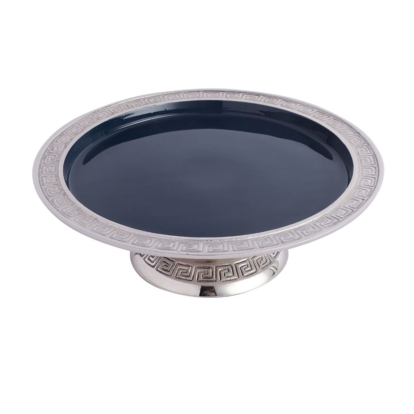 Versace Design Cake Stand  in Blue Enamle & Silver Finish