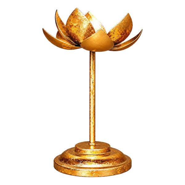 CGI Luxe Utsav Single Lotus Stand B Gold Finish | 11X11X18 cm dimensions
