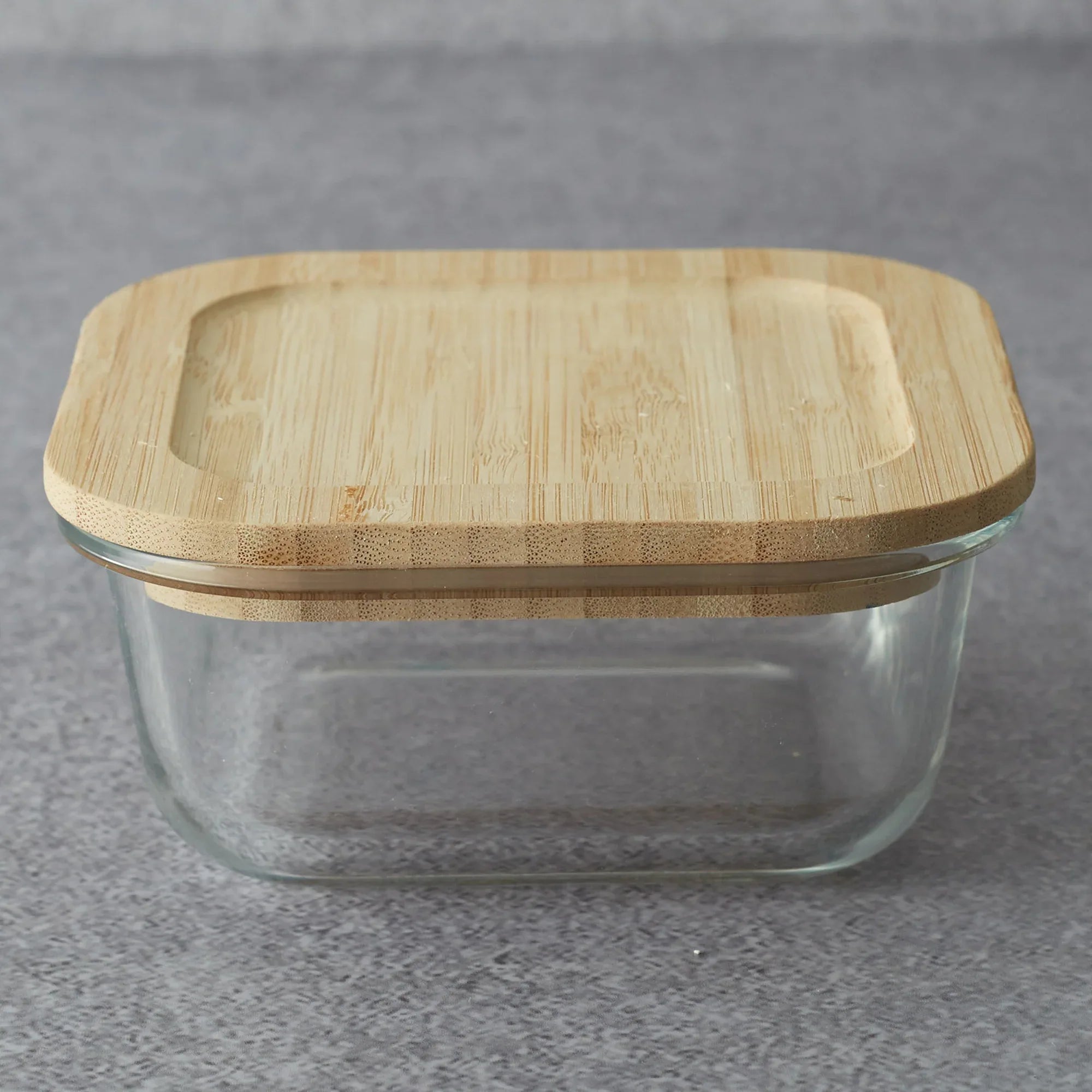 Robust Glass Square Container with Bamboo Lid 520ML in Transparent Colour - HomeTown