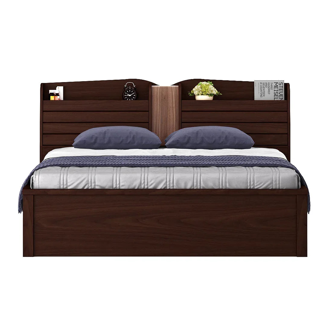 Magnum Engineered Wood Bed with Storage in Urban Walnut Colour - HomeTown
