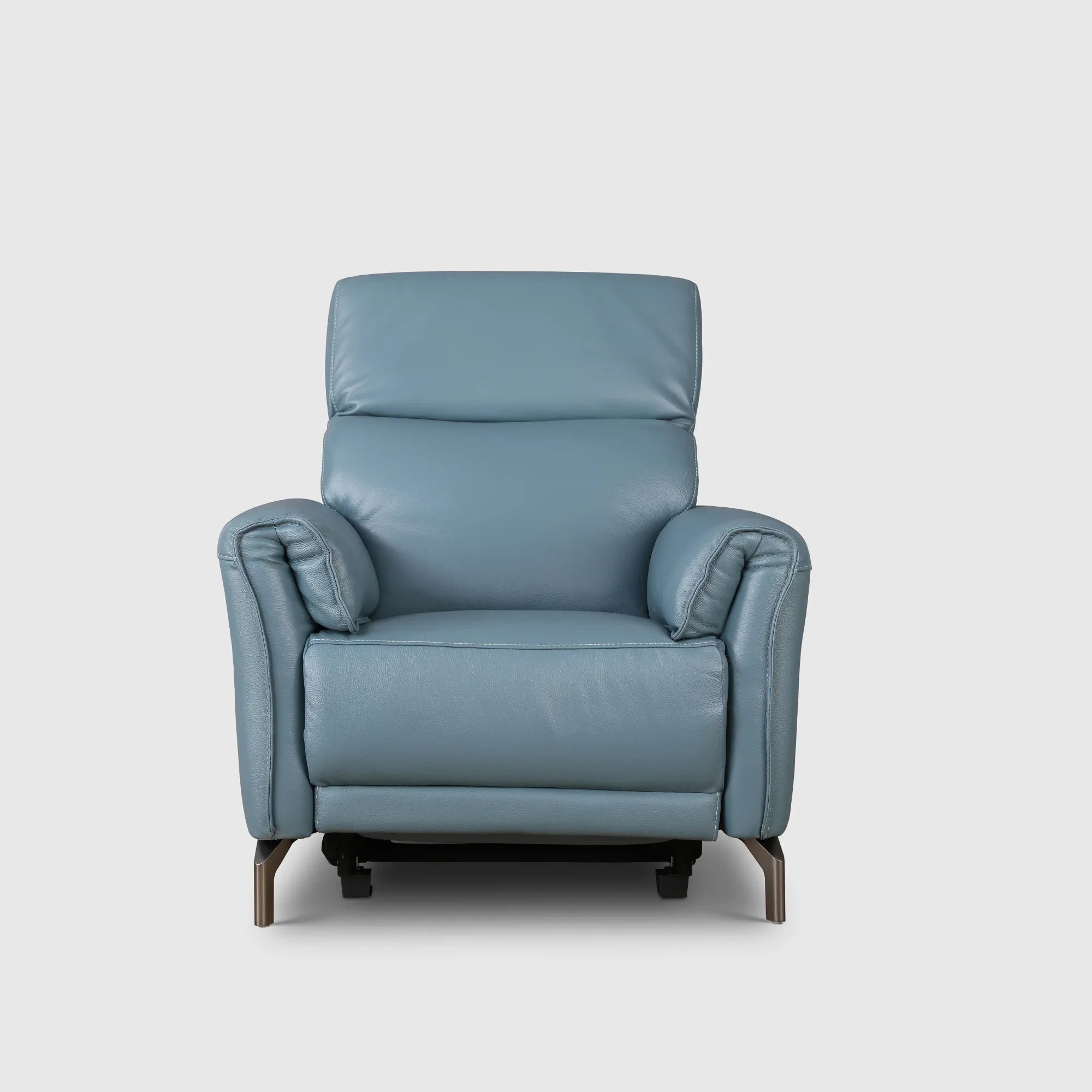 Emilia Half Leather Single Seater Electric Recliner in Blue Colour - HomeTown