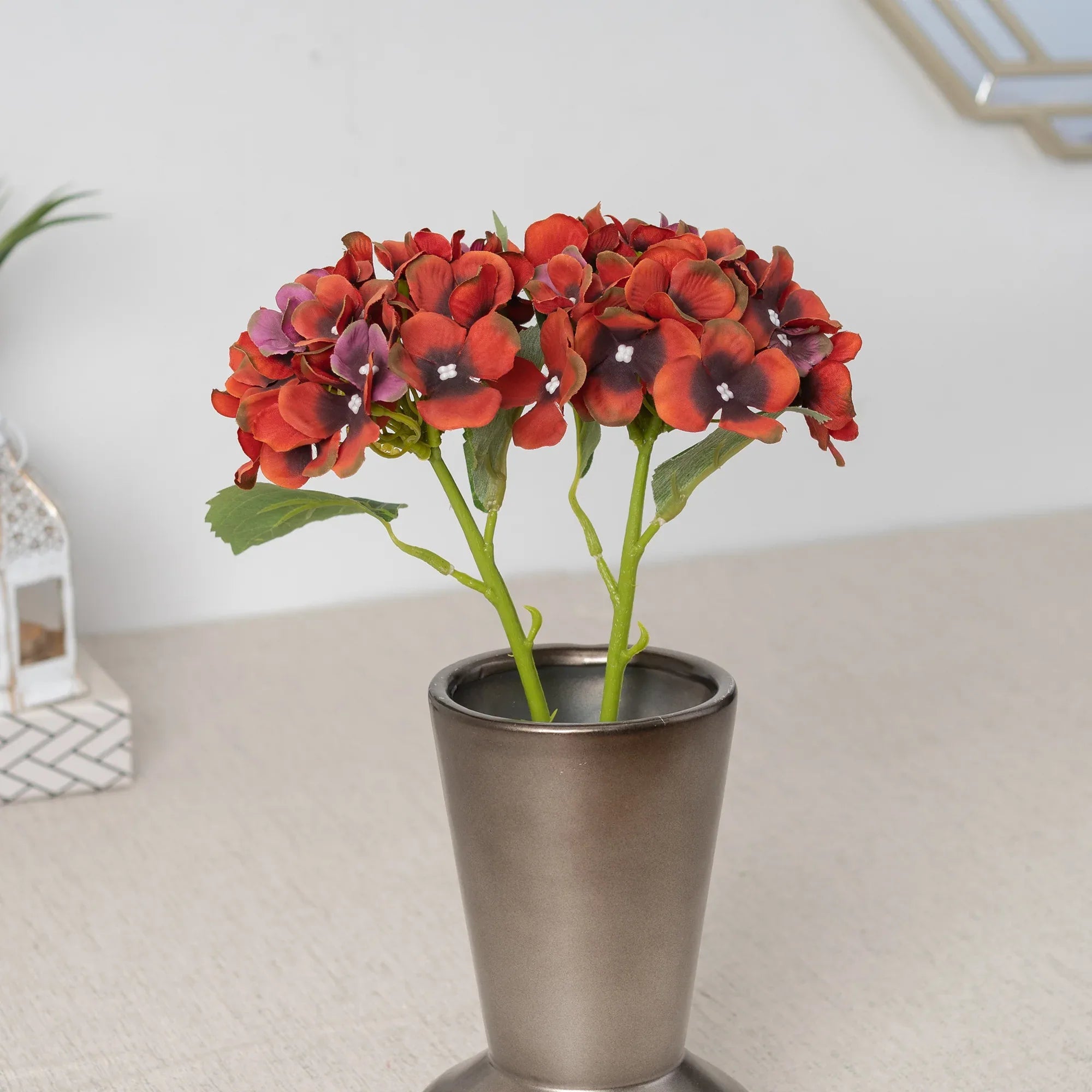 Elora Red Hydrangea Faux Flower 29 Cm in Red Colour - HomeTown