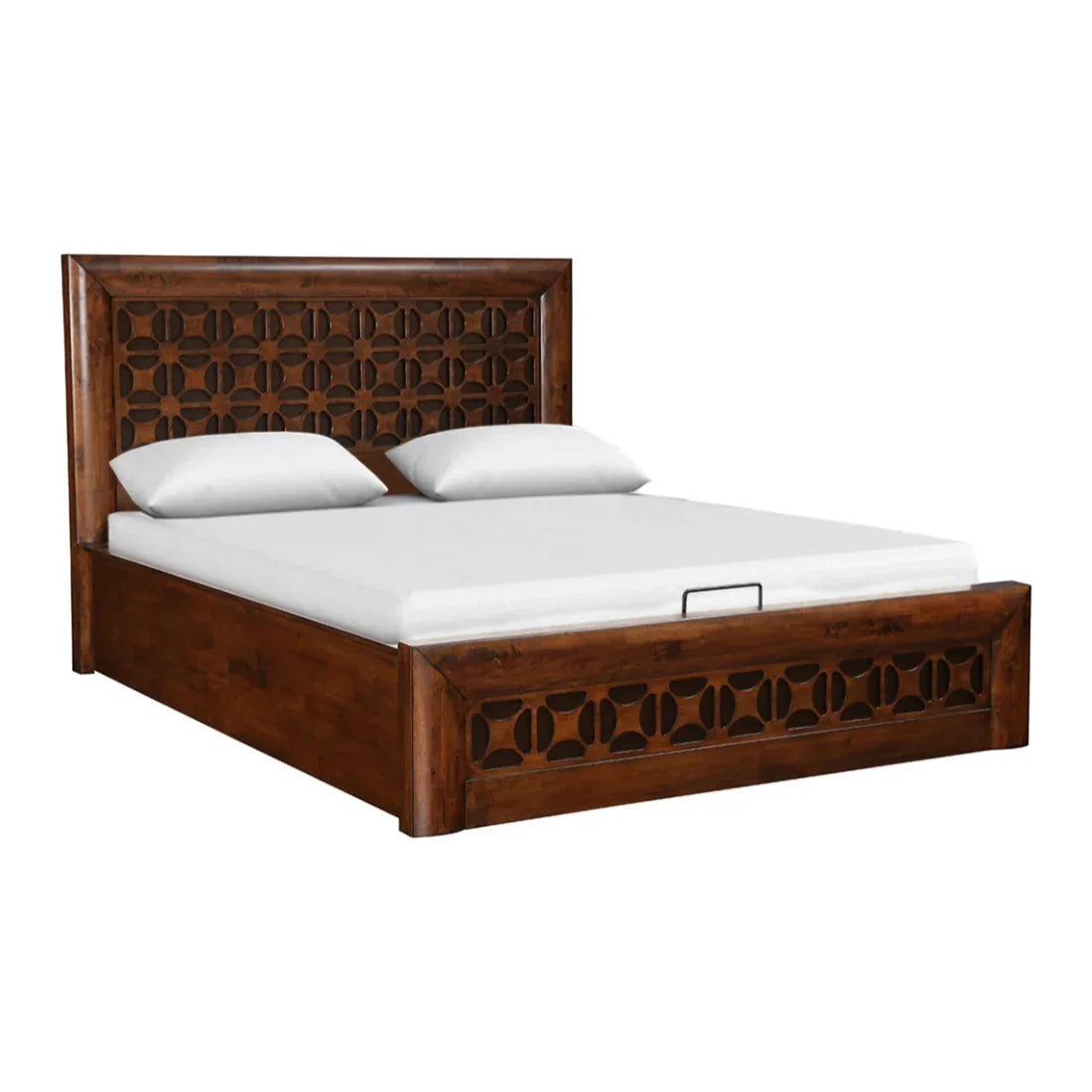 Casablanca Solidwood Queen bed with Hydraulic storage in Walnut Colour - HomeTown