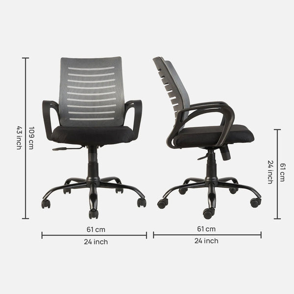 Flexseat Office Chair Grey & Black dimensions