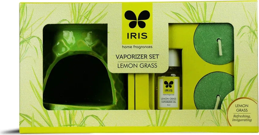 Vapourizer Set Ceramic 5Ml With 2 Tealights in Lemongrass Colour - HomeTown