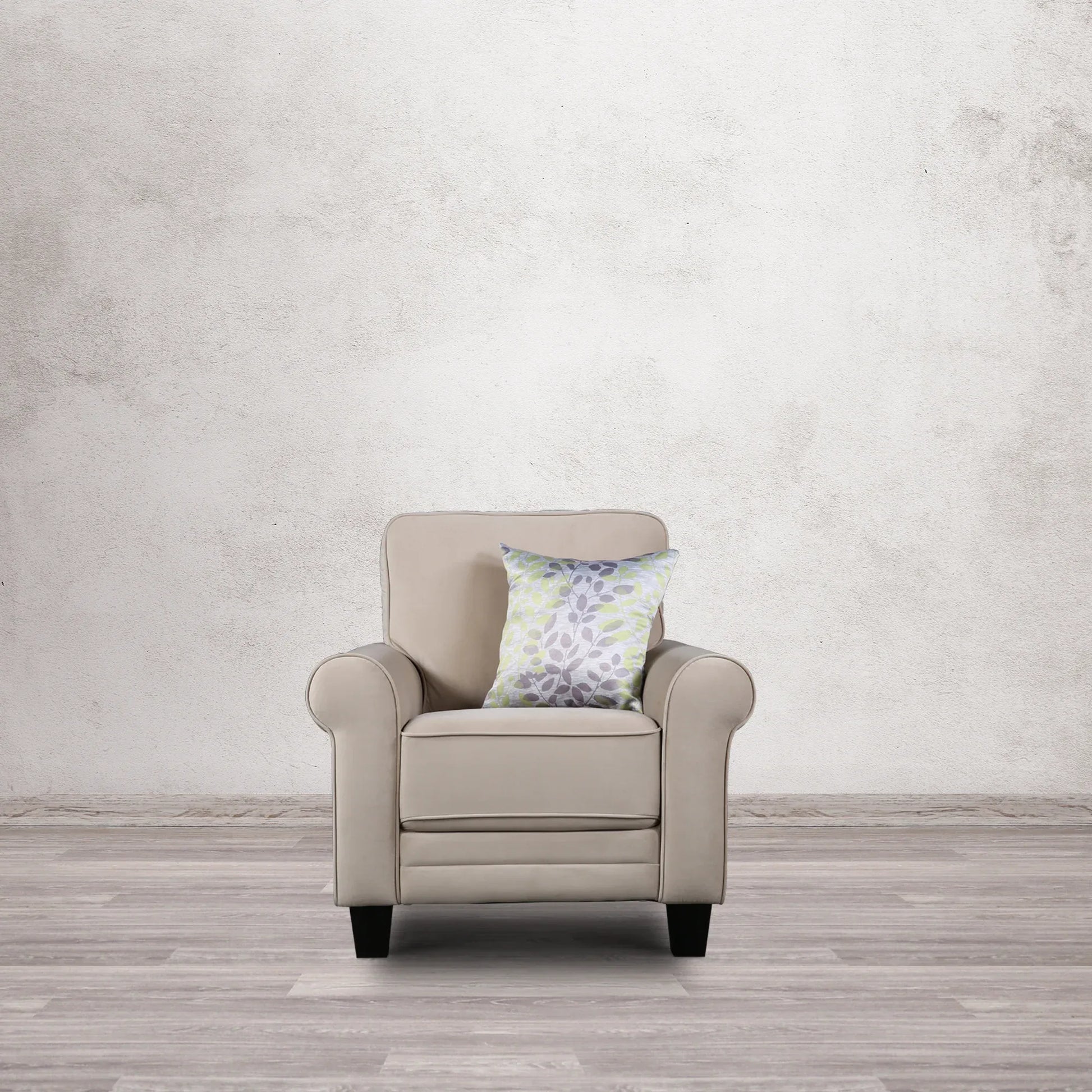 Claire Velvet Arm Chair in Beige Colour