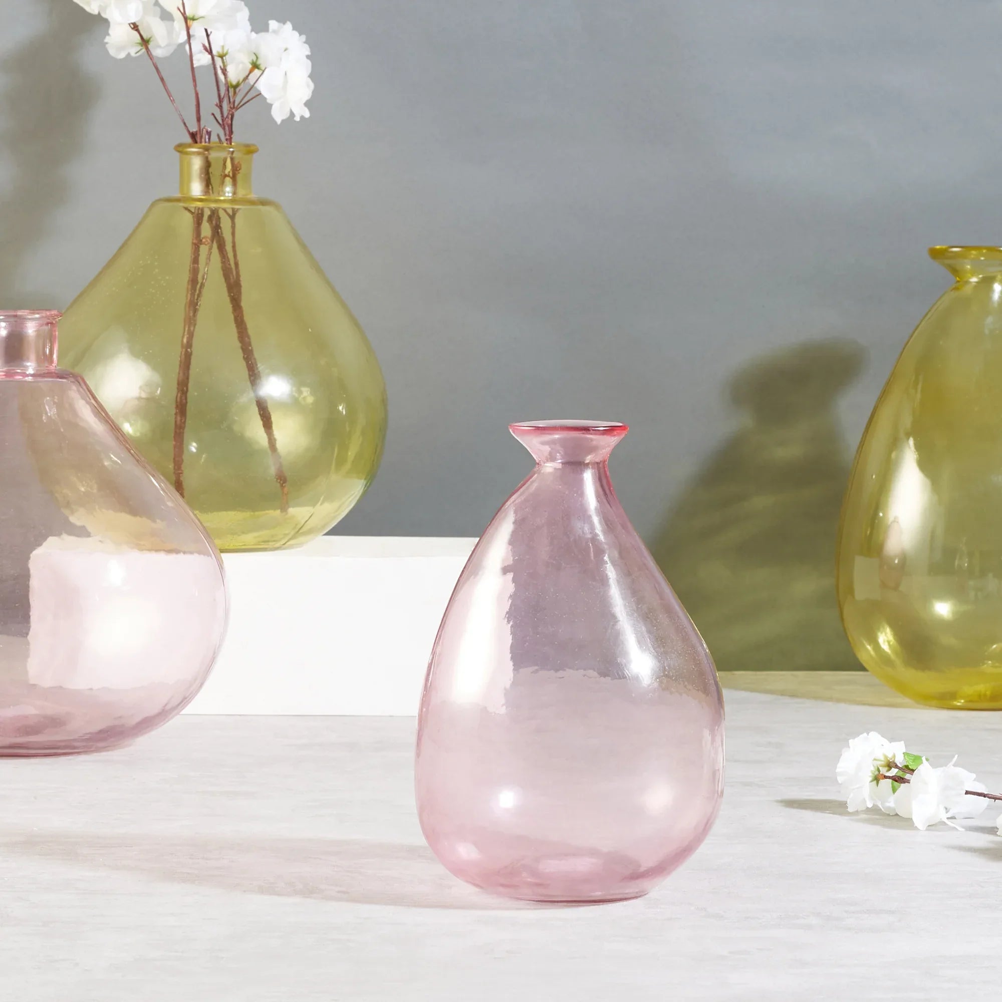 Phiona Glass Modern Organic Shapped Handcrafted 23 Cm Vase in Blush Colour - HomeTown