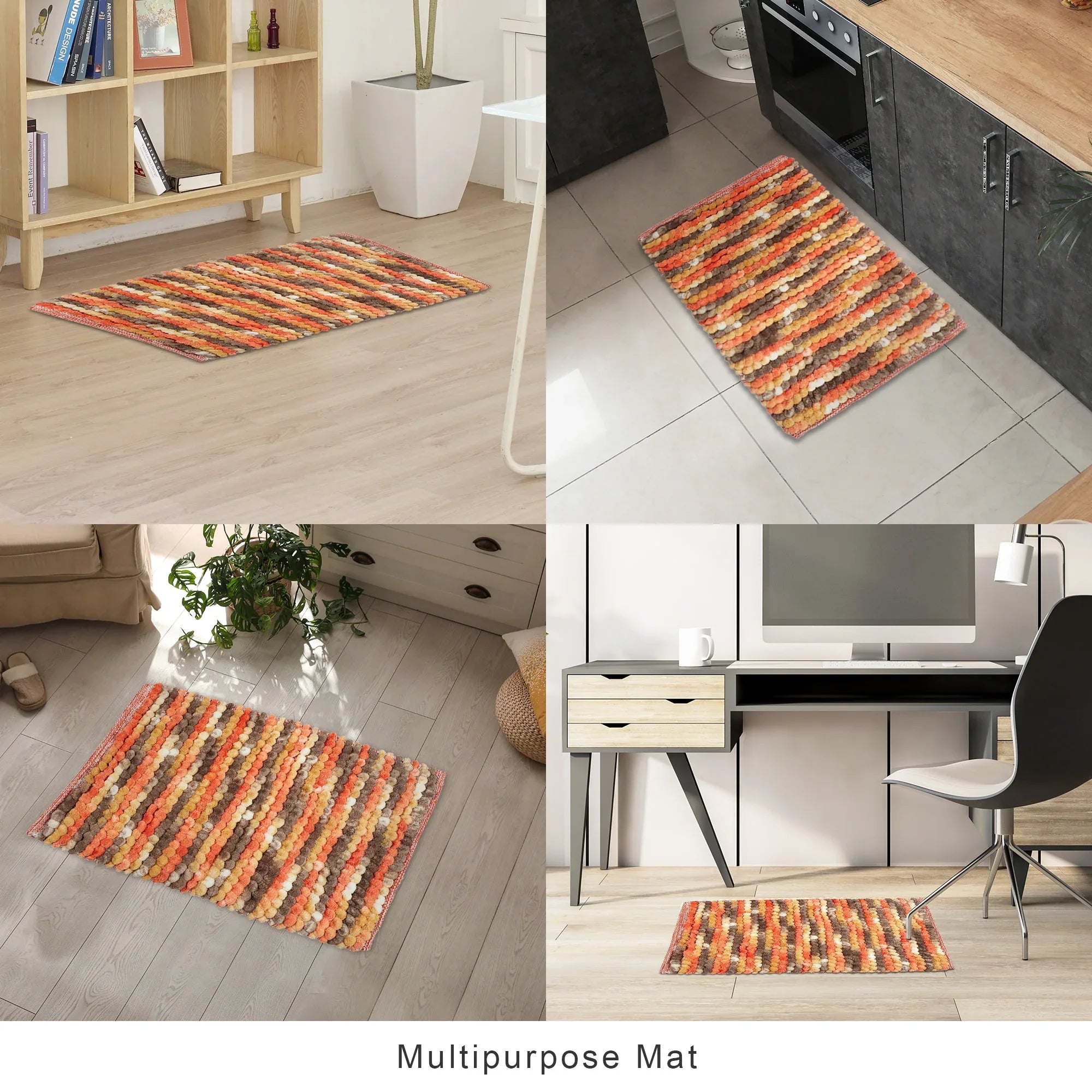 Emilia Micro Chenille Multipurpose Loop Bath Mat 40x60 Cm in Rust Mustard Colour - HomeTown