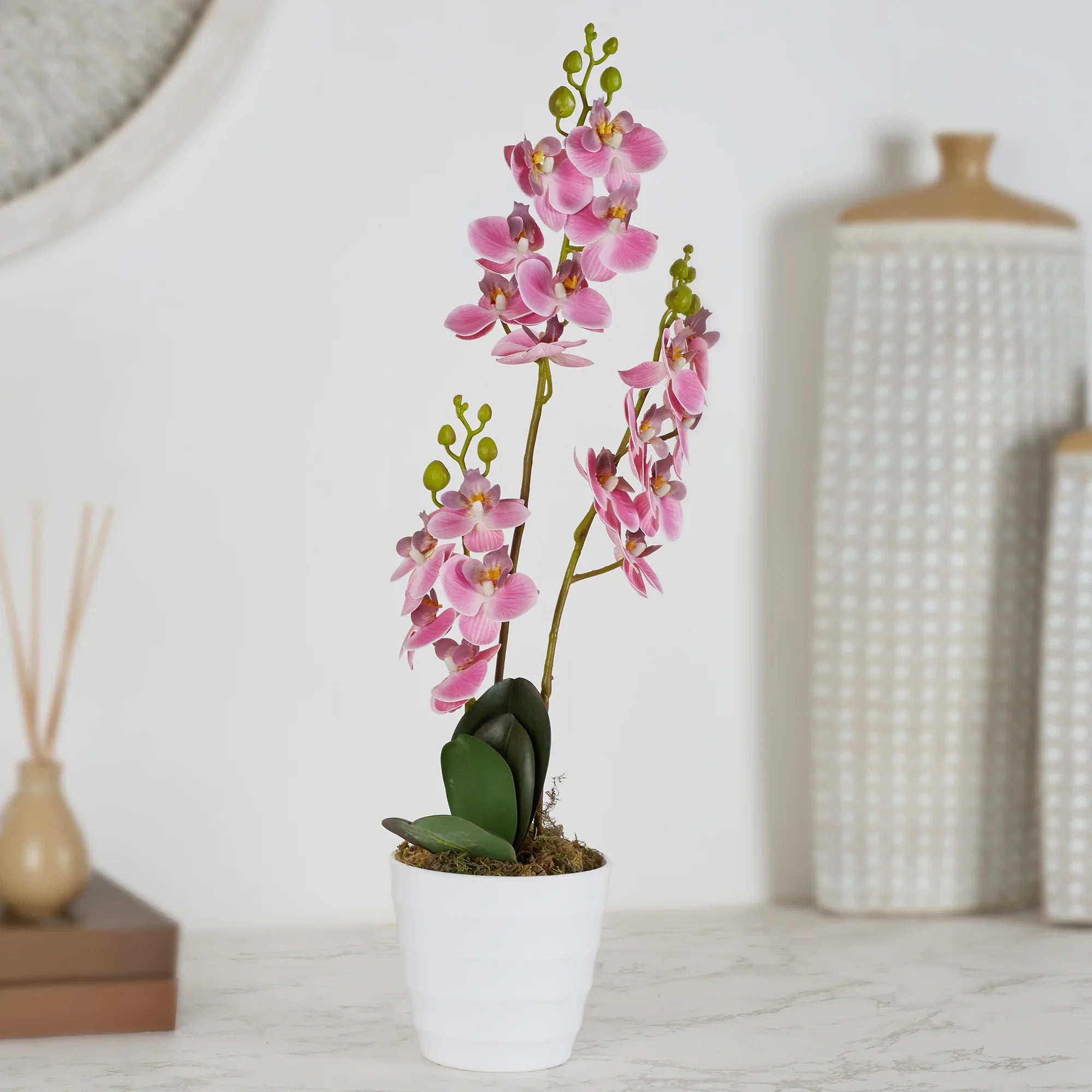 Ilana Artificial Orchid Potted Plant 45Cm in Pink Colour - HomeTown