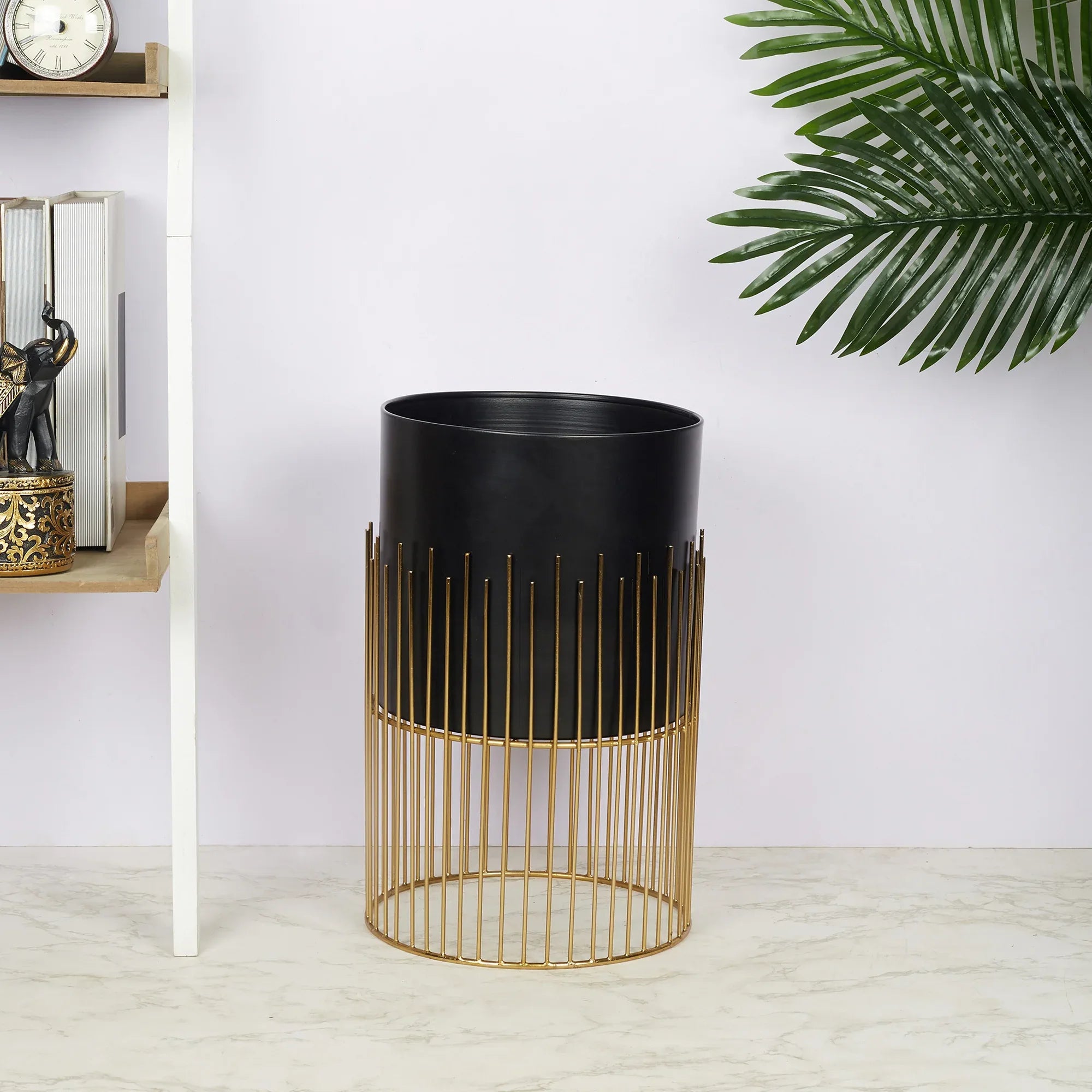Artiskylar Metal Matt Finish Planter 41 Cm in Black and Gold Colour - HomeTown