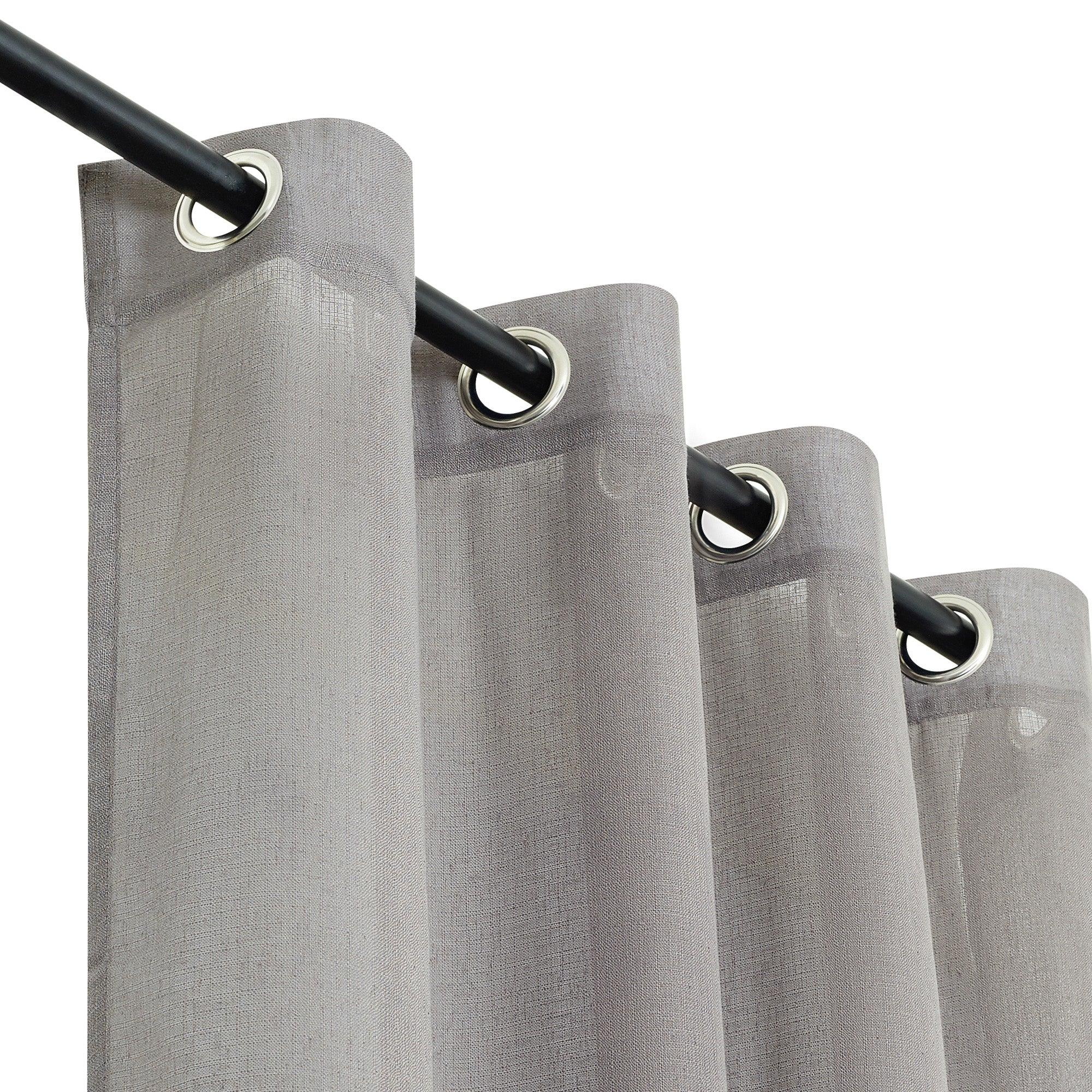 Fiesta Set of 2 Solid Textured Sheer Window Curtains 5 Feet in Charcoal Colour - HomeTown