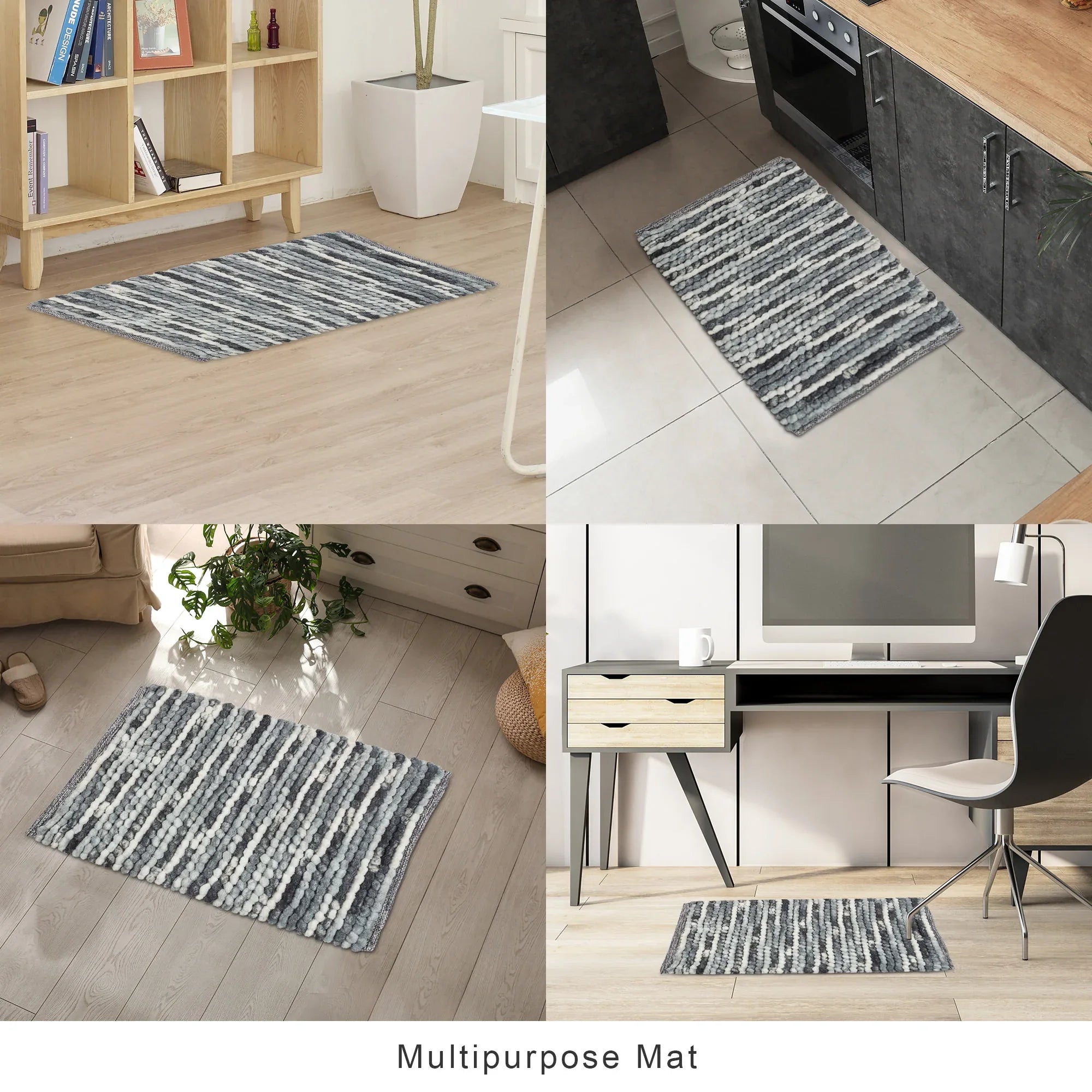 Emilia Micro Chenille Multipurpose Loop Bath Mat 40x60 Cm in Charcoal Colour - HomeTown