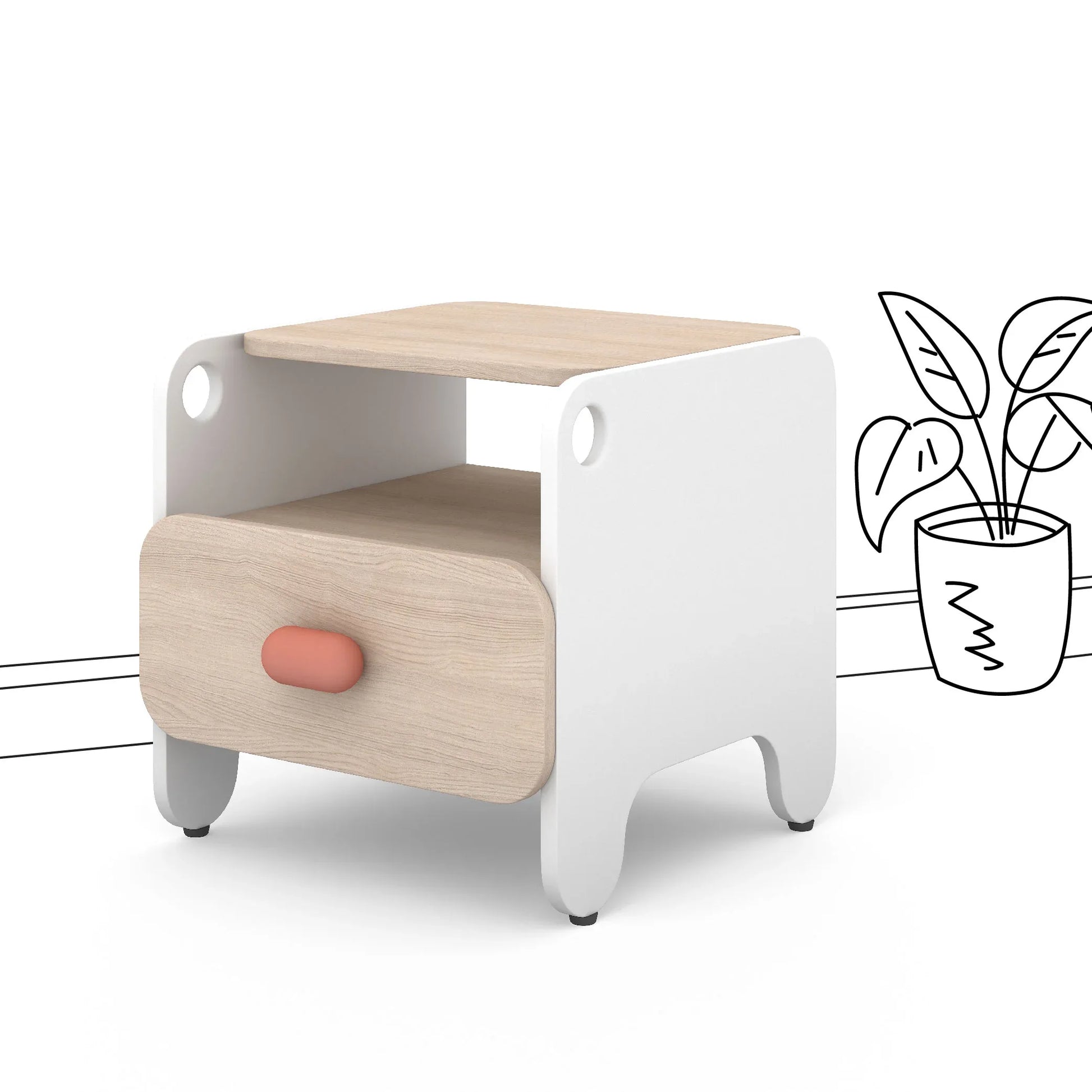 Boop Bed Side Table in Pearly White Colour - HomeTown