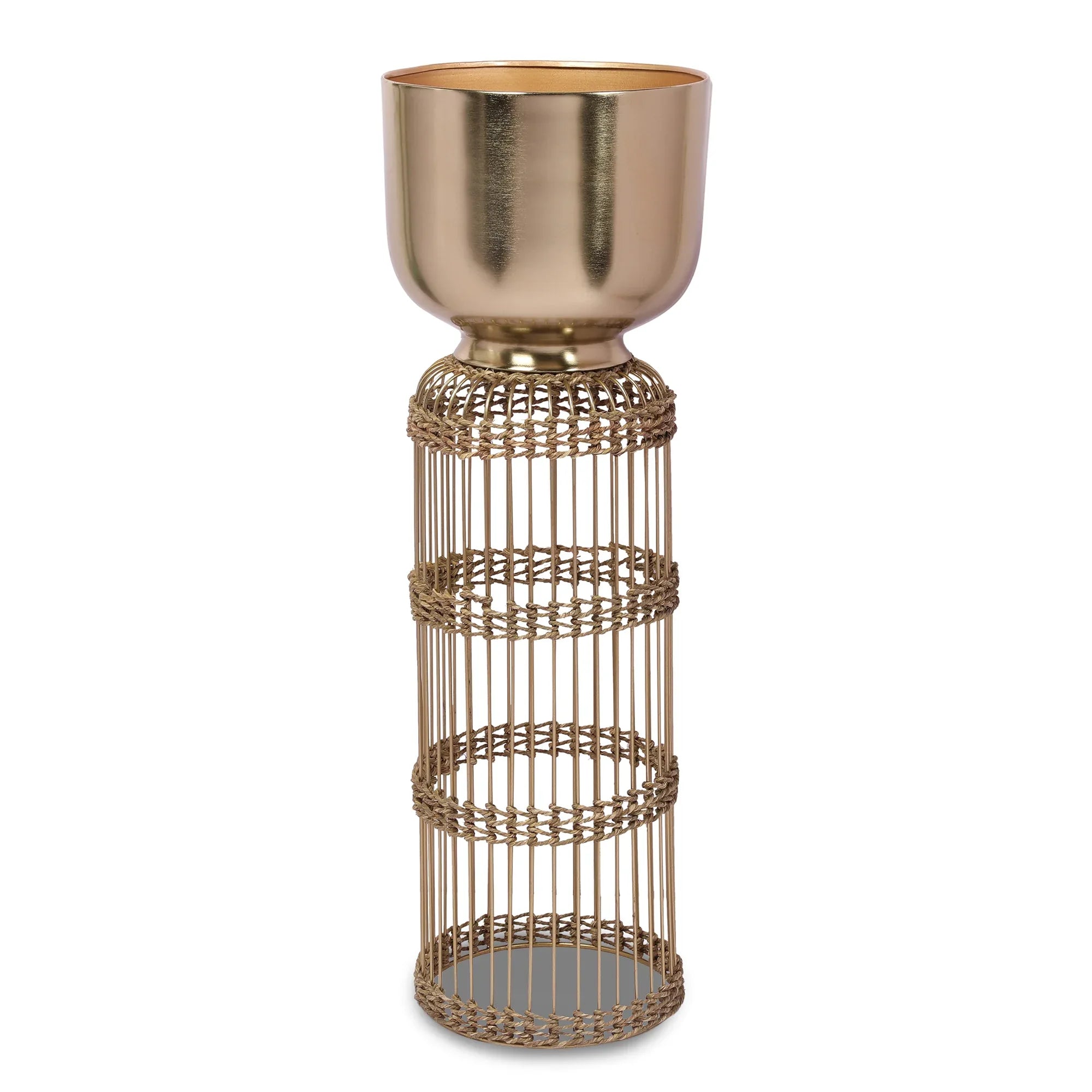 Cosmos Metal Planter 82 cm in Gold Colour - HomeTown