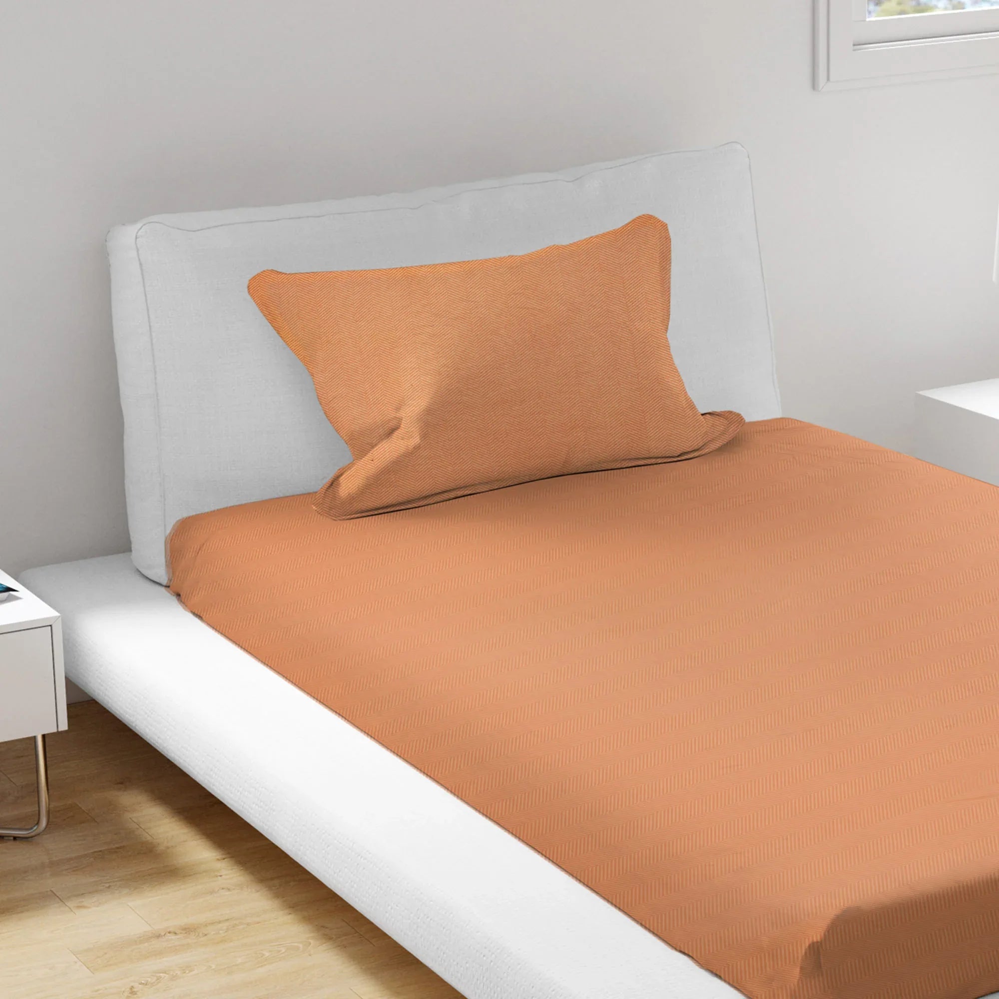 Emilia 100% Cotton Single Bedsheet in Coral Colour - HomeTown