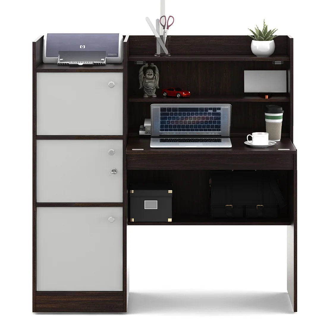 Venus Engineered Wood Study Table in Wenge & White Colour - HomeTown