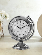 De Massion The Etched World Table Clock in Silver
