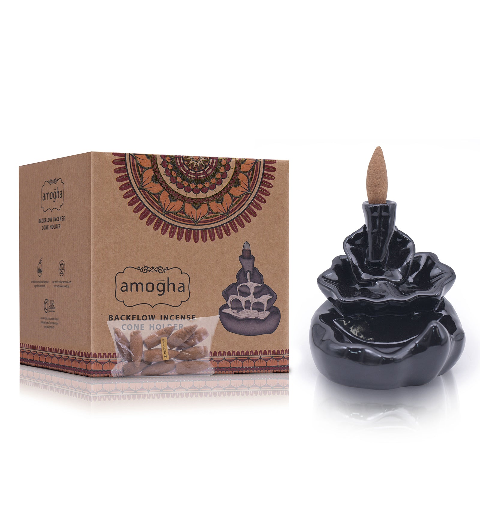 AMOGHA BCKFLW INCENSE CONE HLDR INBFH635