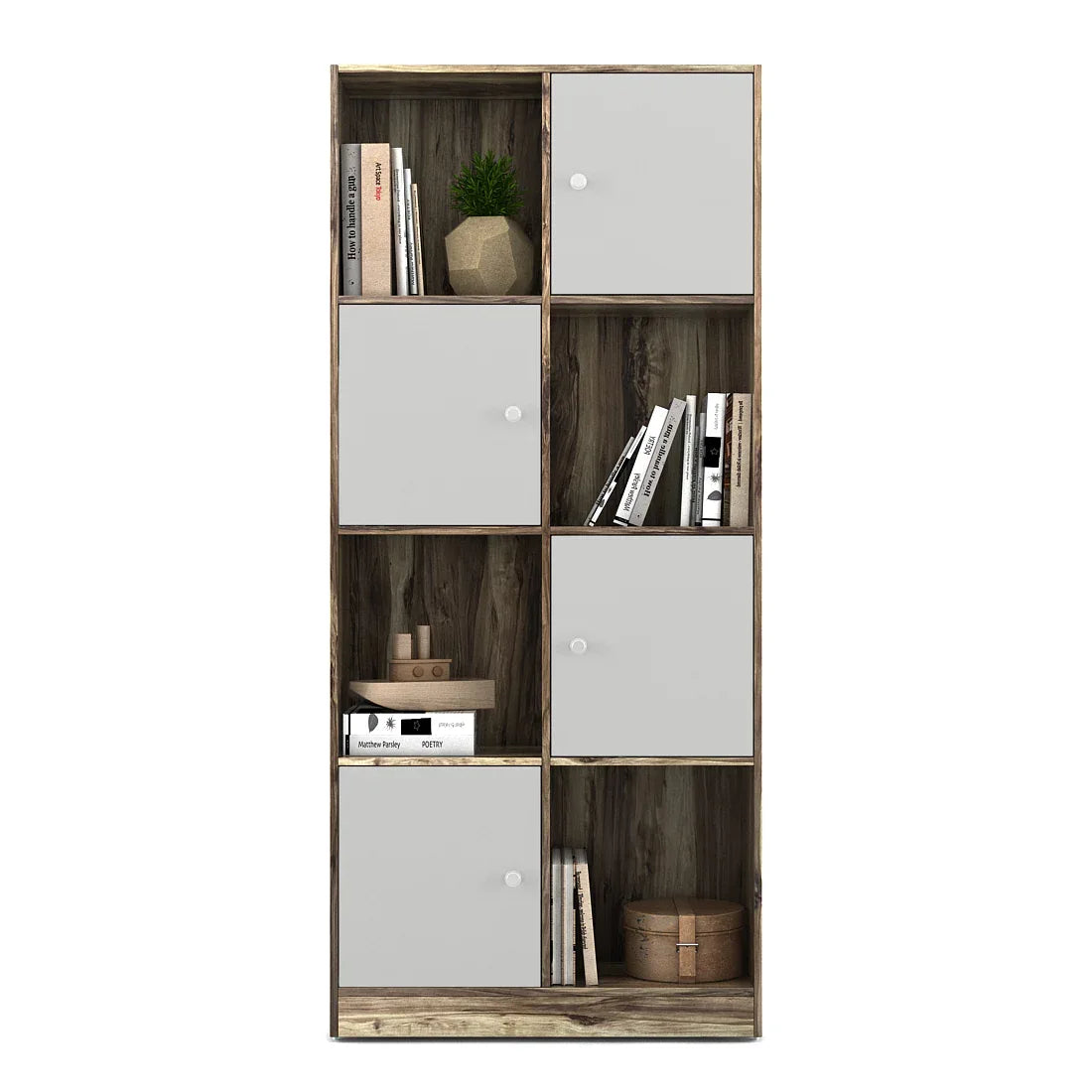 Matrix Book Shelves in Teak + White Colour - HomeTown