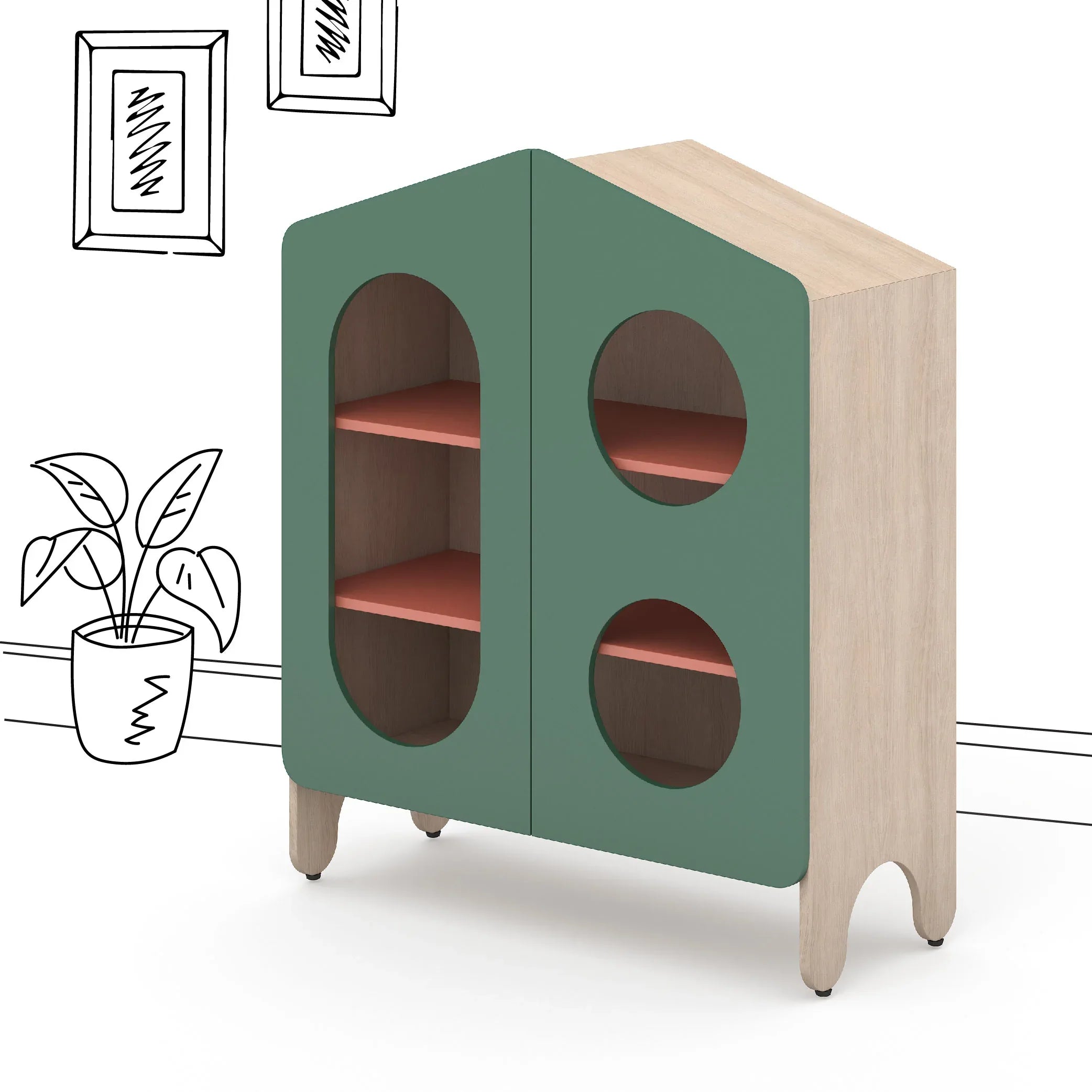 Magic Hut Storage Cabinet in Lauren Green Colour - HomeTown