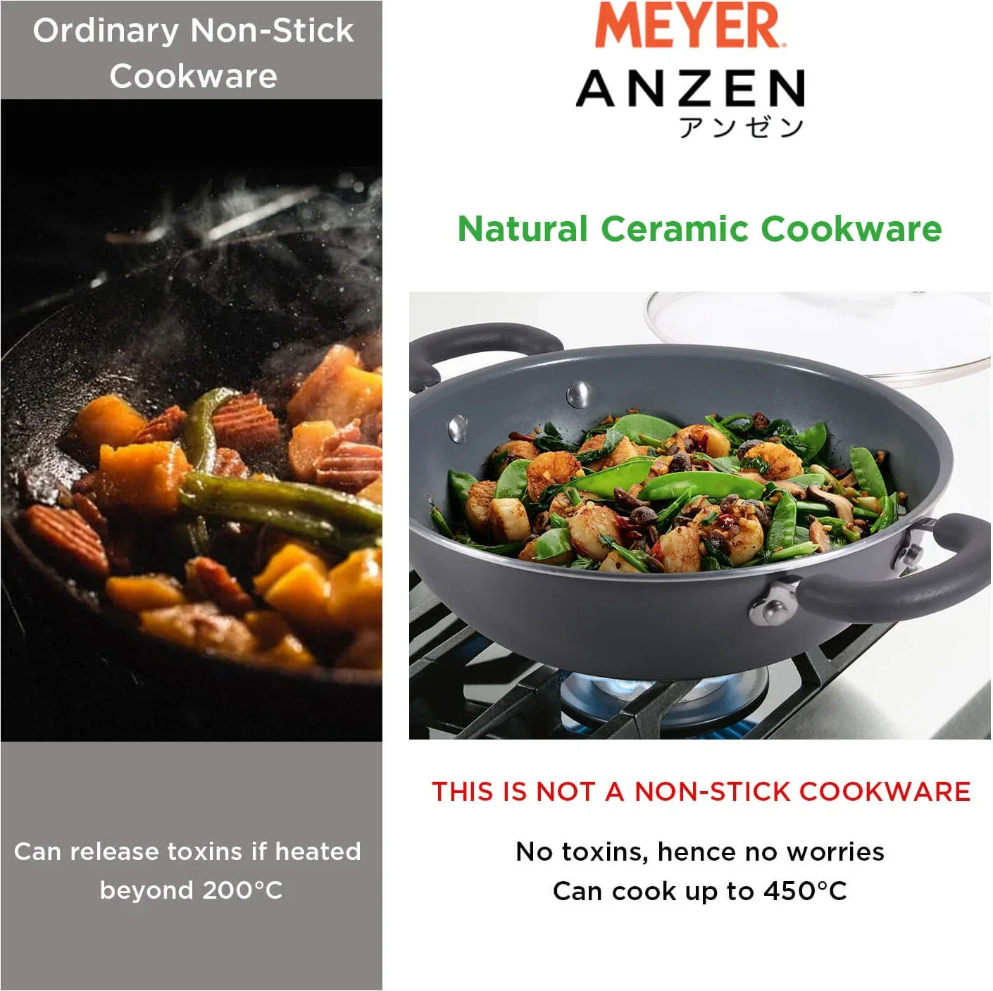 Anzen Ceramic Coated Aluminium Kadai With Lid 24Cm 2.60 Ltr in Grey Colour - HomeTown
