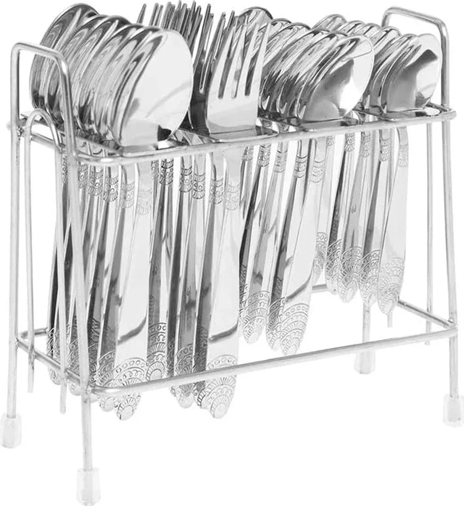 Kenwood Stainless steel 24 Pcs Cutlery Set With Stand in Silver Colour - HomeTown