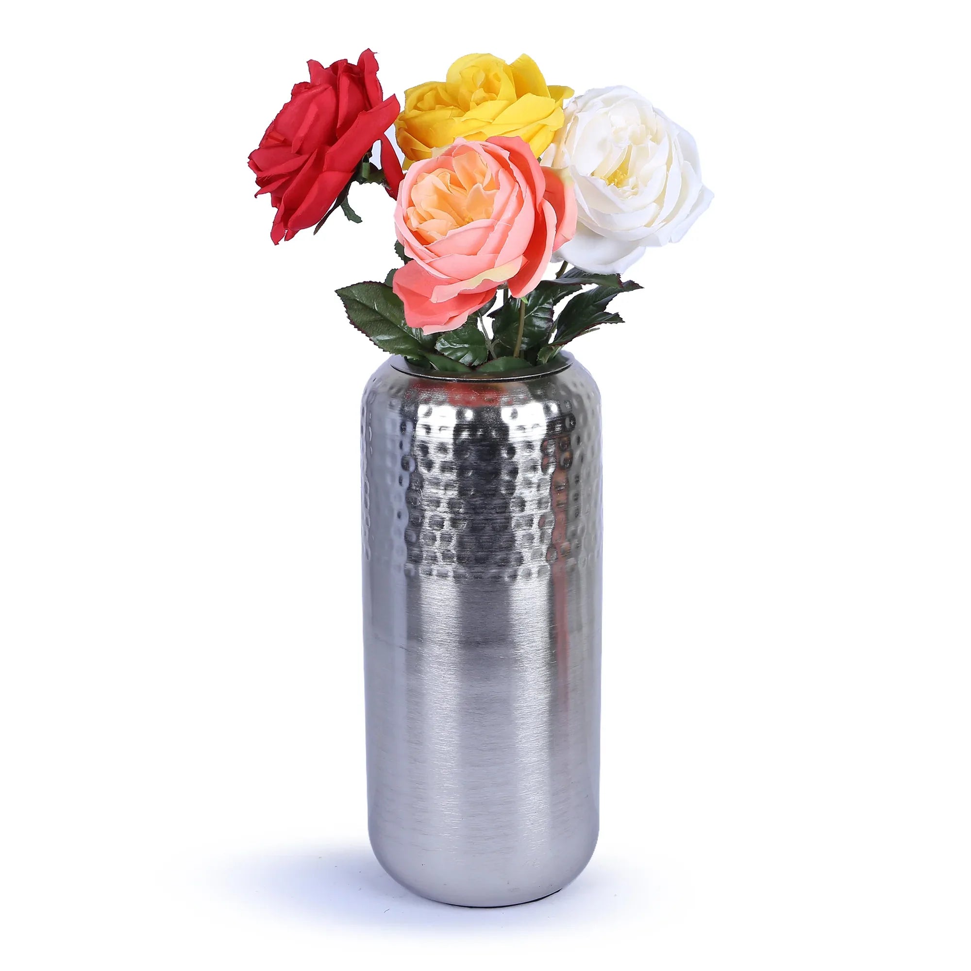 Shiraz Metal Hammered Vases in Silver Colour
