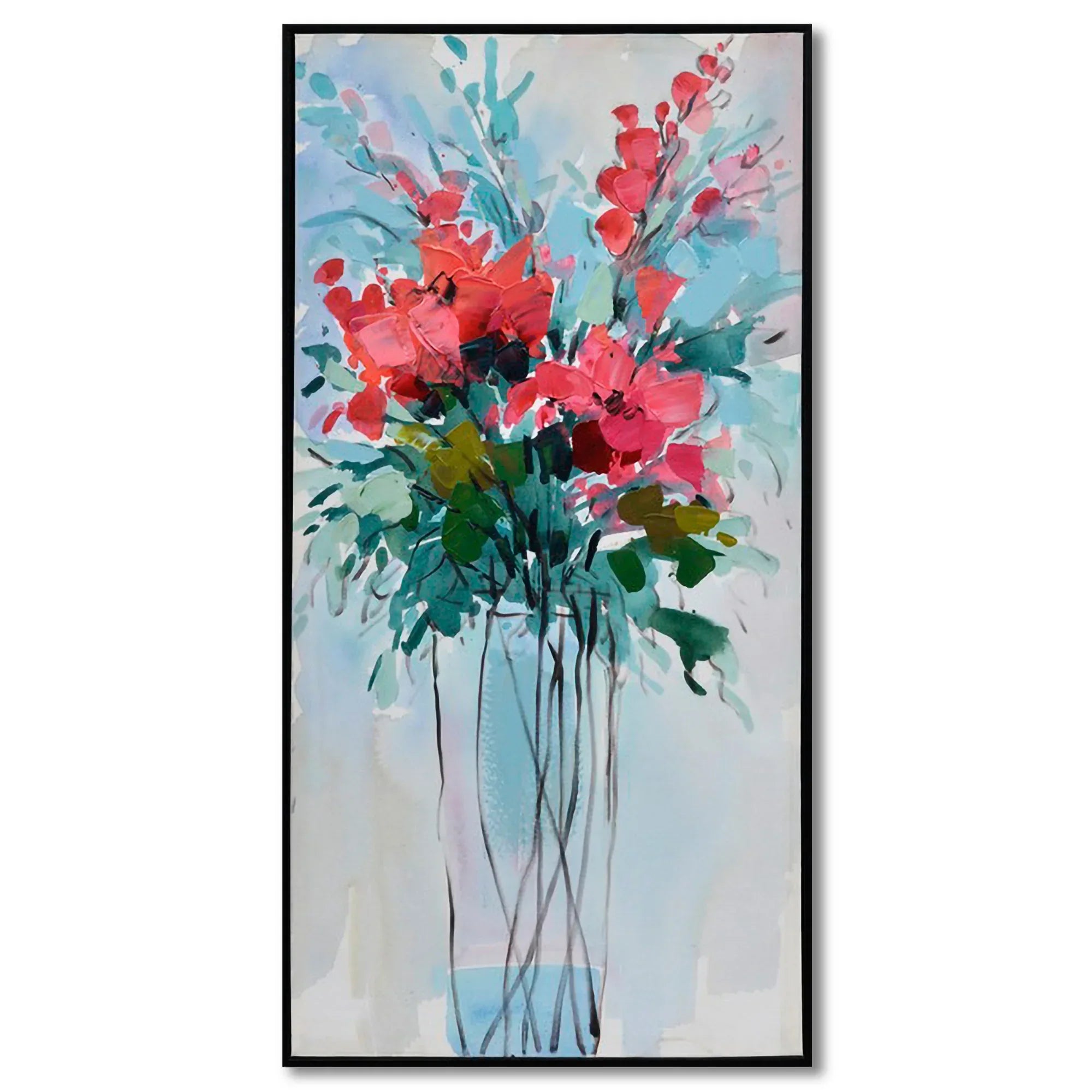 Ilona Floral Handmade Canvas Painting 40x80 Cm in Multi Colour - HomeTown