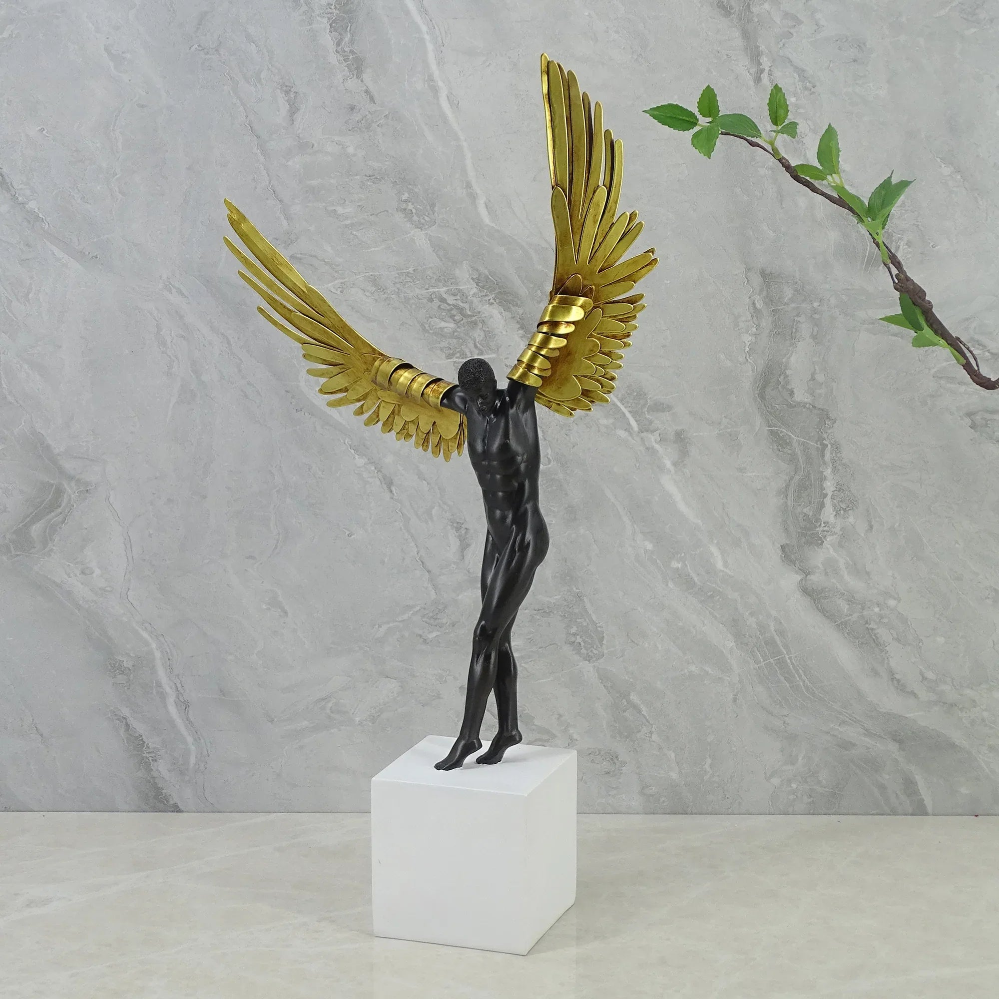 Willow Polyresin Angel With Wings 50Cm in Black & White Colour - HomeTown