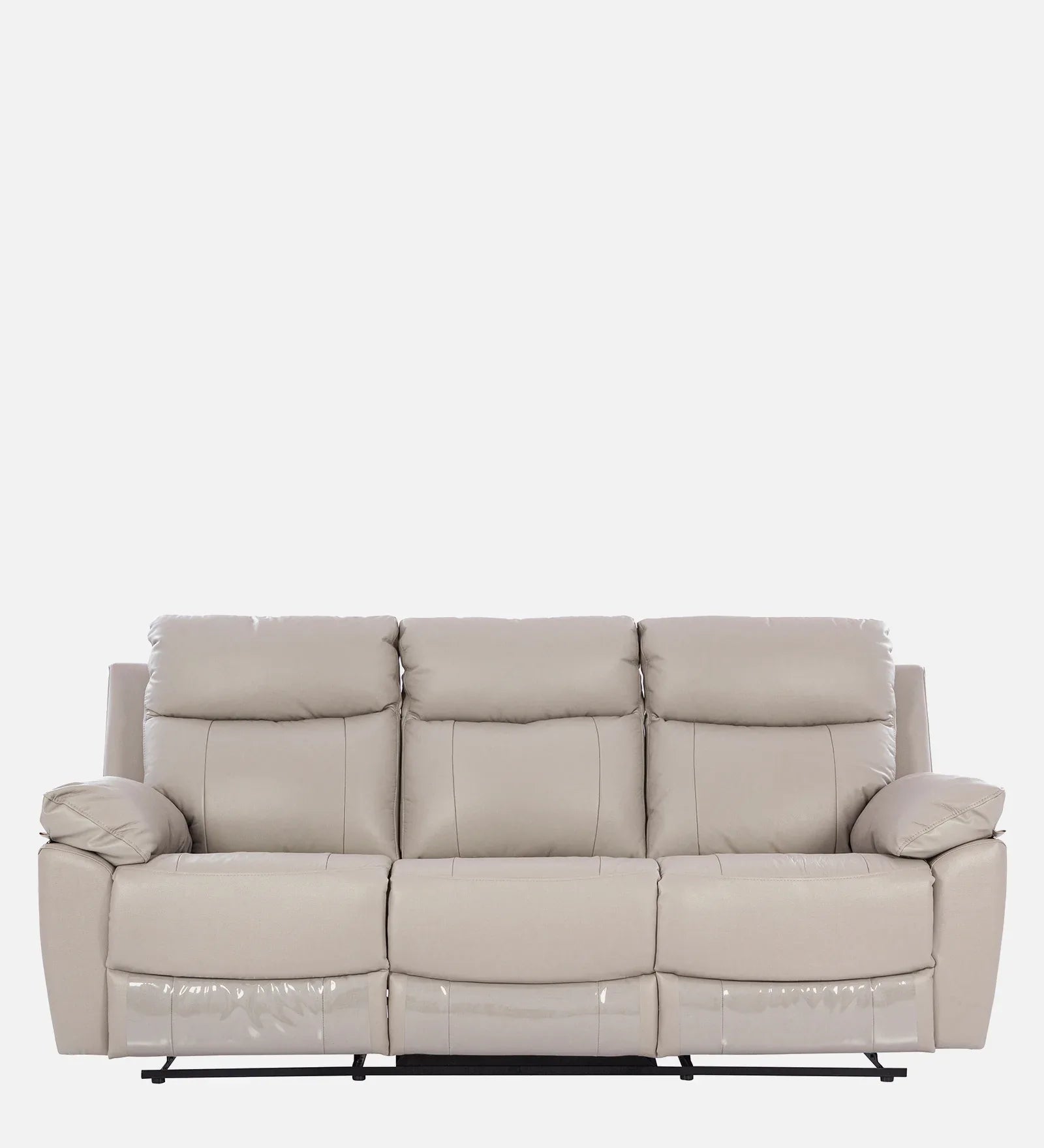 Quantum Half Leather Three Seater Recliner in Light Grey Colour - HomeTown
