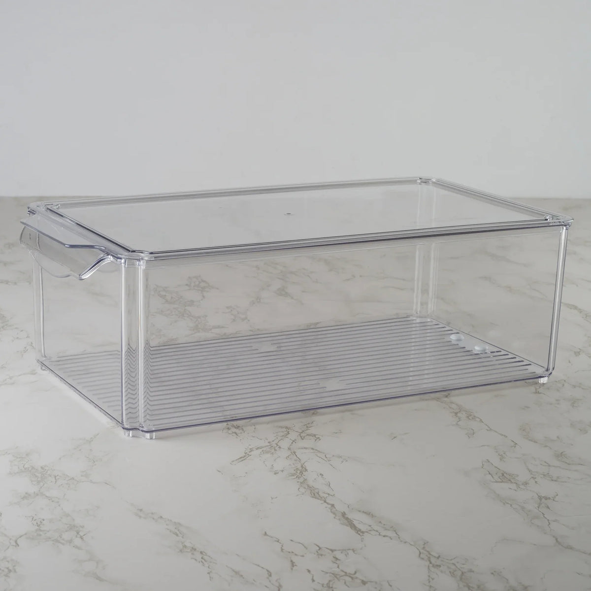 Robusto PET BPA Free Stackable Fridge Organizer with Lid & Drain- 8.8 Ltr in Transparent Colour - HomeTown