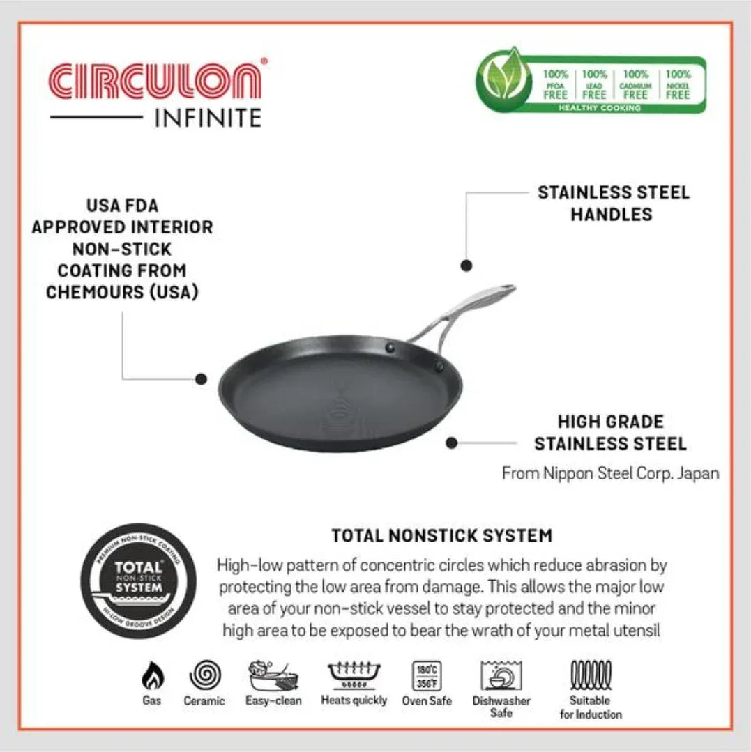 Circulon Hard Anodized Aluminium Non Stick Tawa 28cm in Black Colour - HomeTown