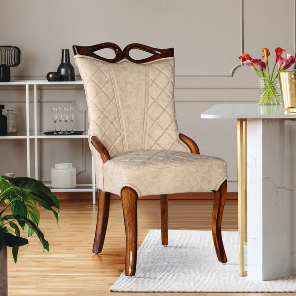 Dewsbury Solid Wood Chair Set of 2 in Beige Colour dimensions