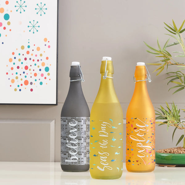 Manhattan Glass Grey Frosted Bottle 1L in Grey Colour dimensions